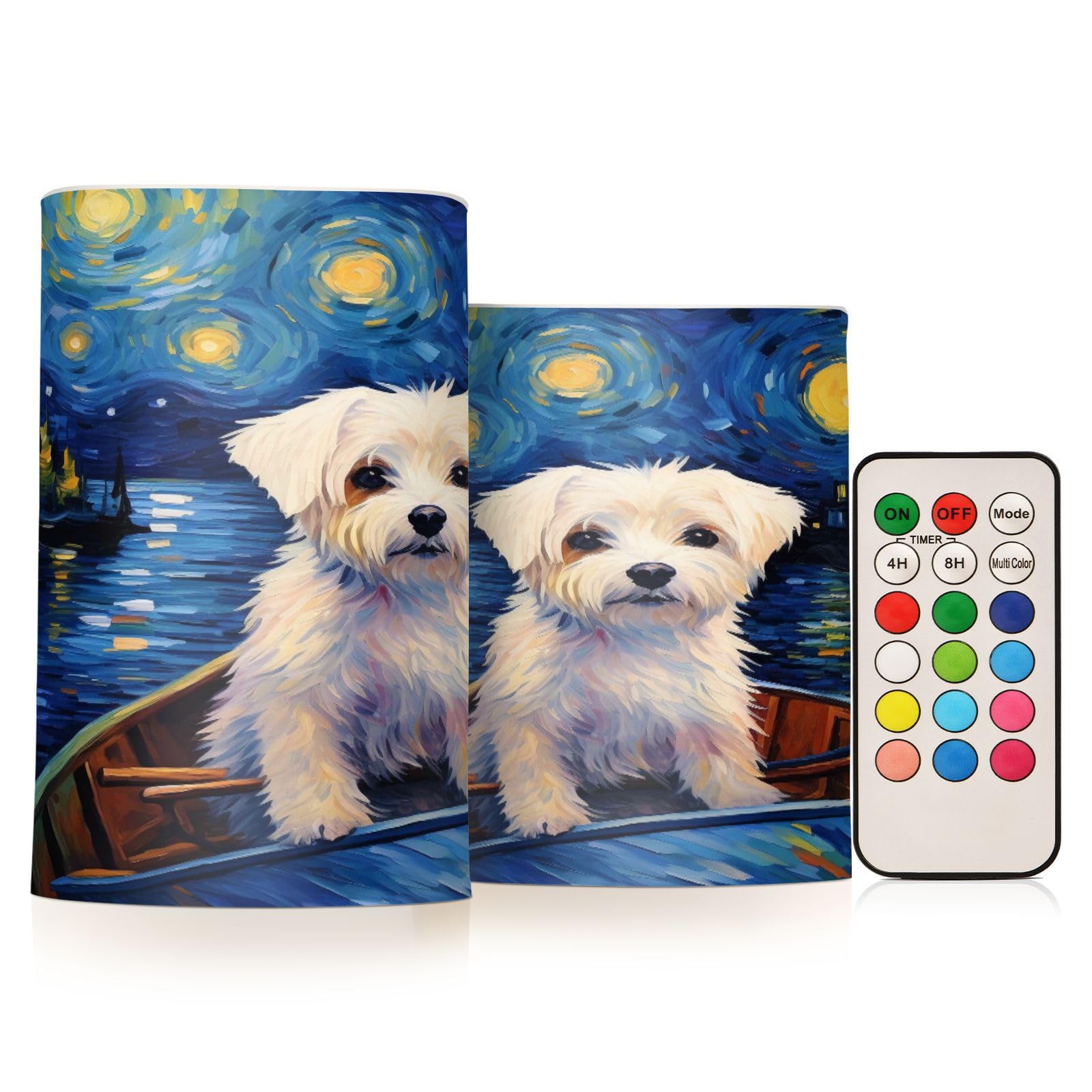 ALAZA Dog (75) Flickering Flameless Candles Battery Operated with Remote Timer,Tea Light Candles LED Pillar Votive Candles Set of 2 for Outdoor Indoor Decorations