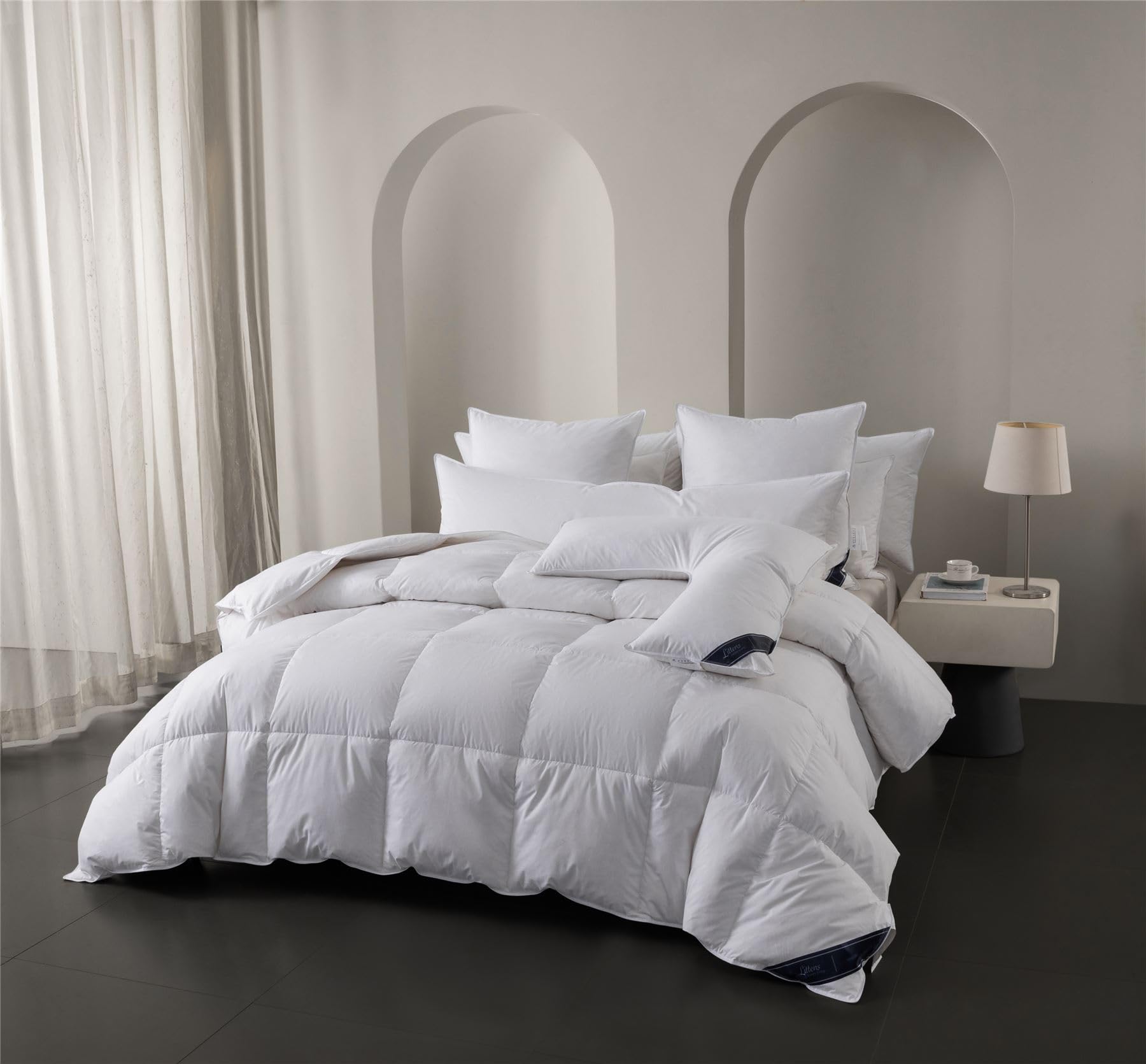 Littens Extra Warm 13.5 Tog Superking Bed Size Duck Feather & Down Winter Thermal Duvet Quilt, 15% Down, 230TC 100% Down-Proof Cotton Casing (260cm x 220cm) Energy Efficient