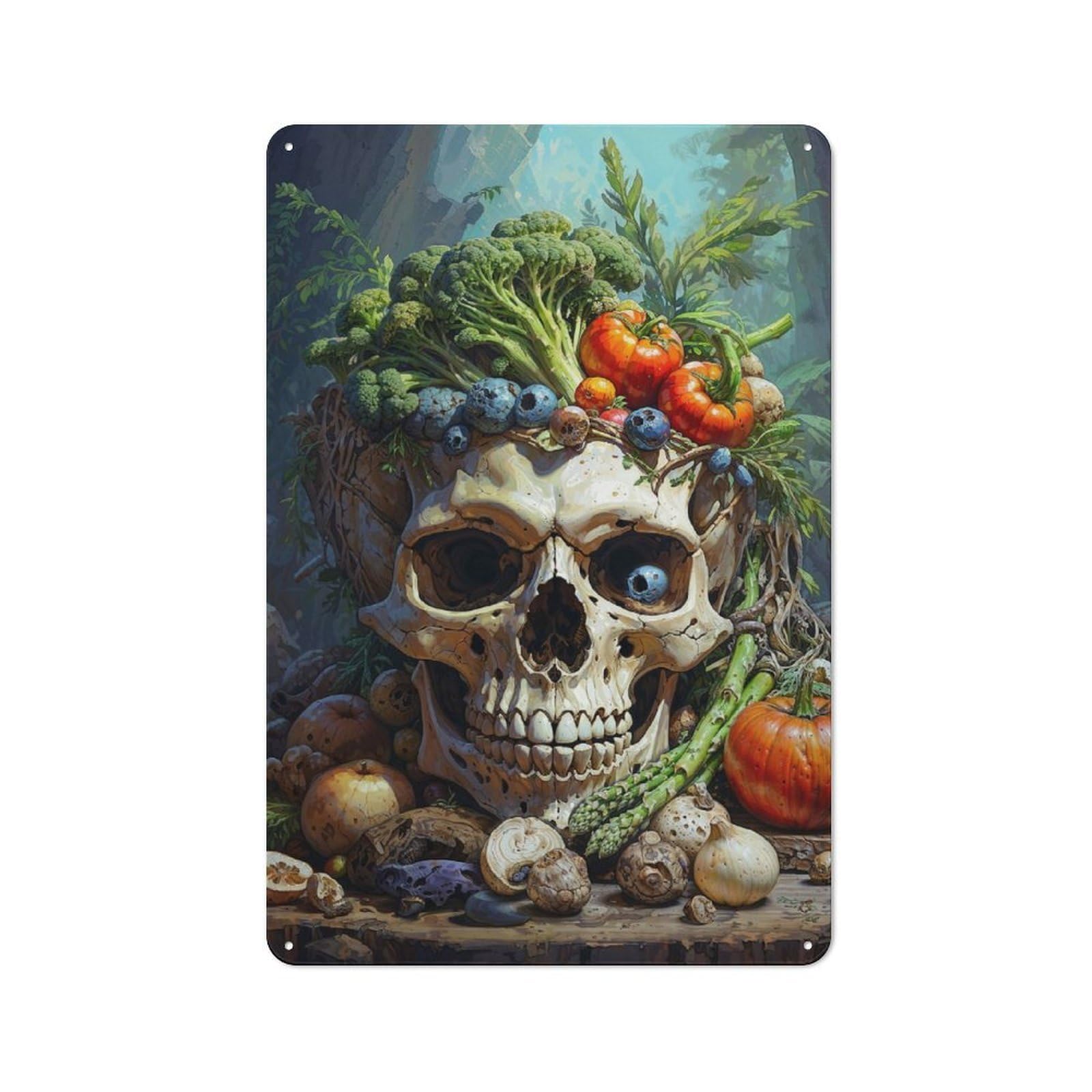 Junmoney Nightshade Skull Classic Warehouse Style Metal Wall Decor 30X20cm, Tin Wall Sign For Modern Home, Workshop, Office Or Cafe