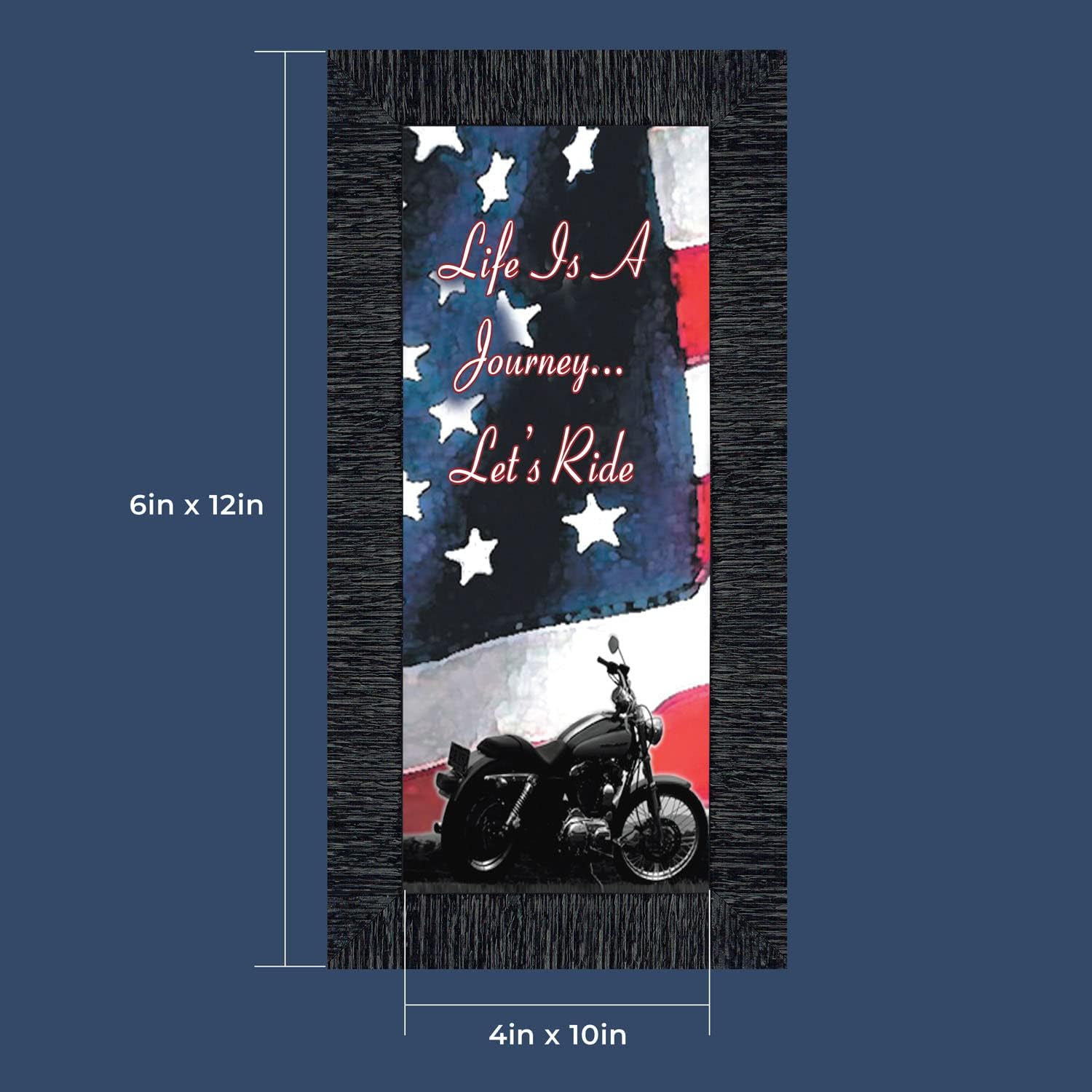 Crossroads Home Décor Life's a Journey with American Flag, Gifts for Motorcycle Riders, Harley Photo Frame, 7851CH