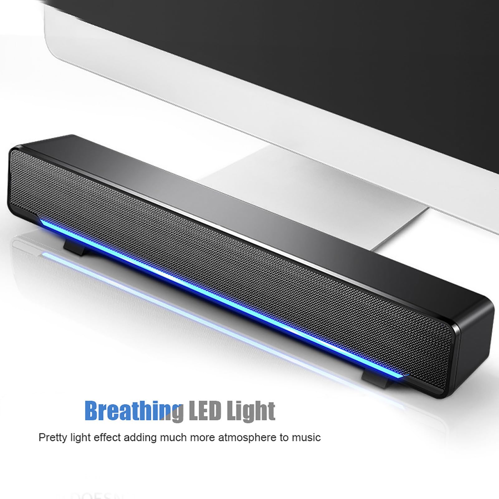 Soundbar für TV Geräte, USB Lautsprecher für PC Fernsehlautsprecher mit Kabel Wired Stereo Musikboxen Soundbox Sound, für Desktop Laptop Tablet 3,5 mm Eingang (Black)