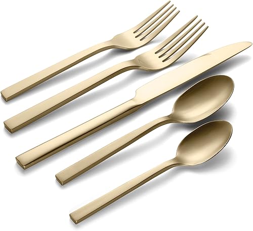 Oneida Chef's Table Champagne - Juego de cubiertos de 20 piezas para uso diario, servicio para 4, acero inoxidable 180, juego de cubiertos