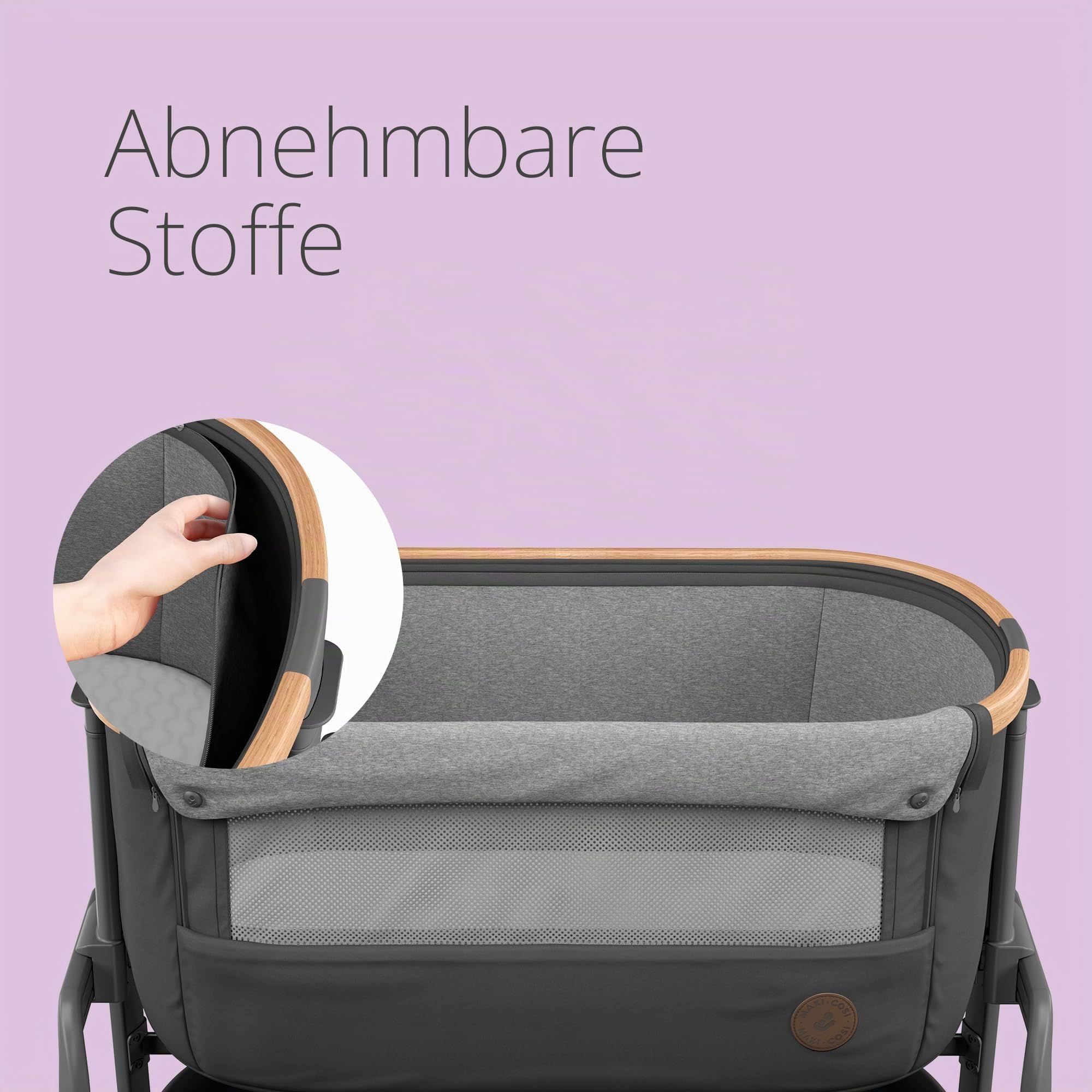 Maxi-Cosi Iora Co-Sleeper Krippe Faltbares Baby Nachttisch Krippe 0-6 Monate max 9 kg 4 Neigungs- & 5 Höhenpositionen Easy Slide Bequeme Matratze Großer Korb Leicht zu Tragen Essential Graphite