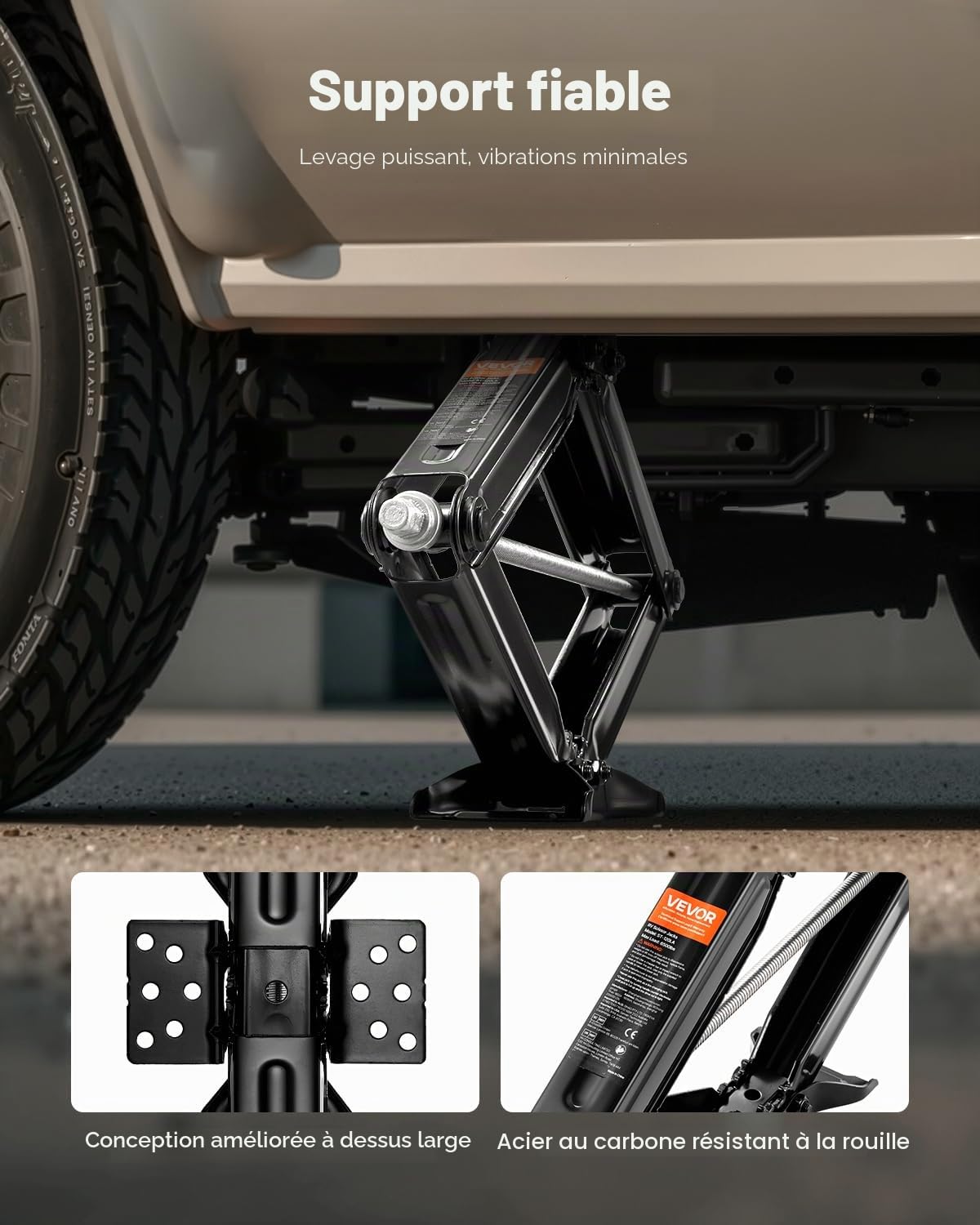 VEVOR Cric Losange Capacité 2268 kg Plage de Levage 103-595 mm, Cric Ciseaux 2PCs, Stabilisateur de Nivellement pour Camping-Car Caravane, avec Manivelle, Douille et Niveaux à Bulle, pour Voyage