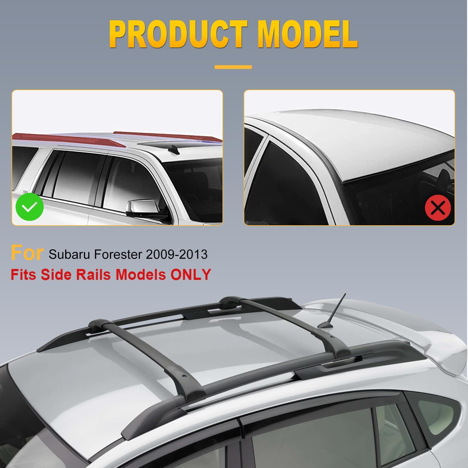 OCPTY Roof Rack Cross Bars Fit for Subaru Forester 2009 2010 2011 2012 2013 Cargo Bars for Cargo Carrier Bag Luggage Kayak Canoe Bike Snowboard Skiboard - Fits Side Rails Models ONLY
