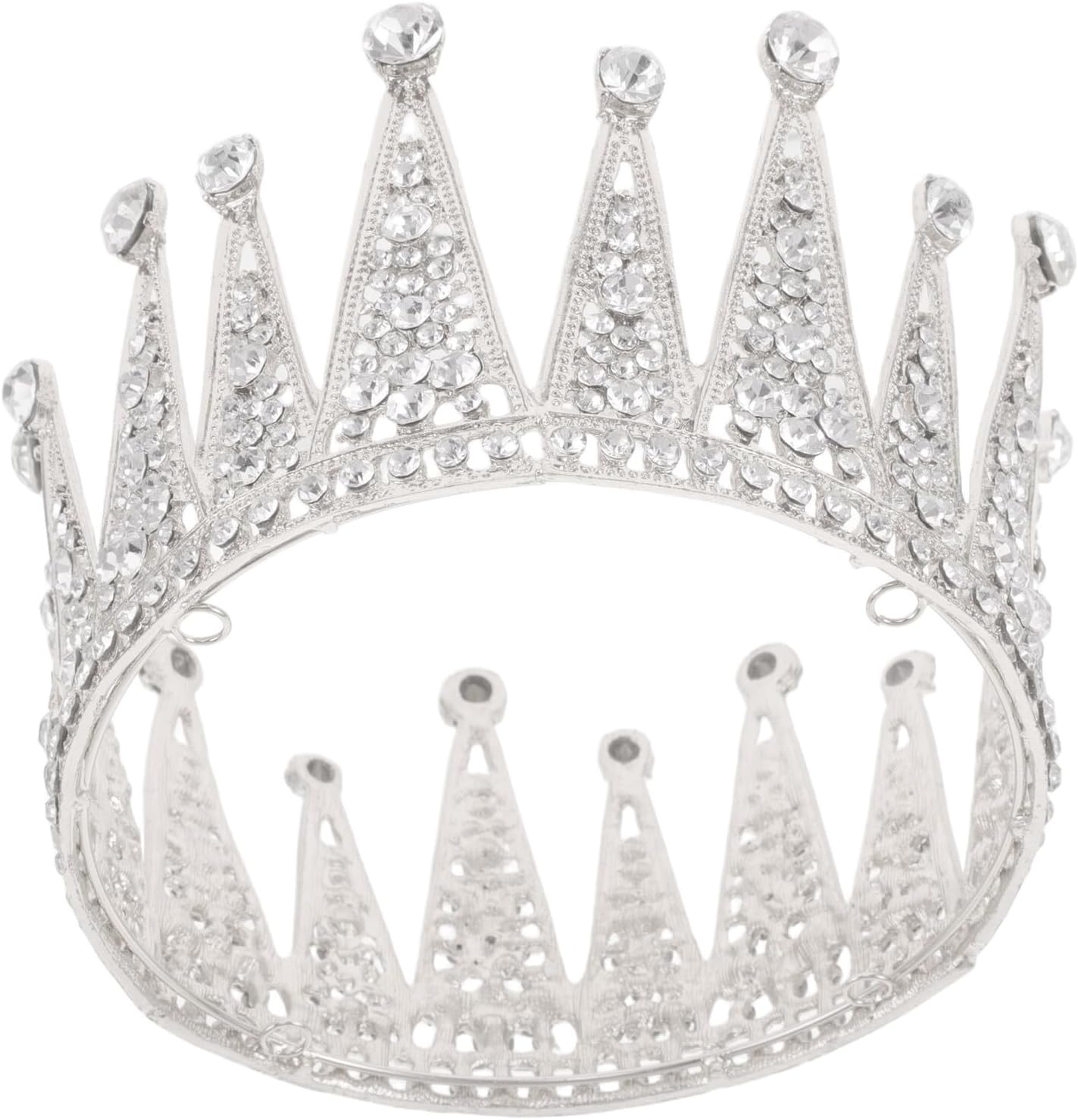 Didiseaon Crystal Rhinestone Wedding Tiara Complete round Bridal Crown Headband for Women Princess Birthday Party Wedding Accessories Silver