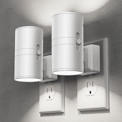 Miniatura 31 de Briignite Luces nocturnas enchufables a la pared, moderna luz nocturna LED enchufable, sensor de atardecer a amanecer, blanco suave 3000K, brillo