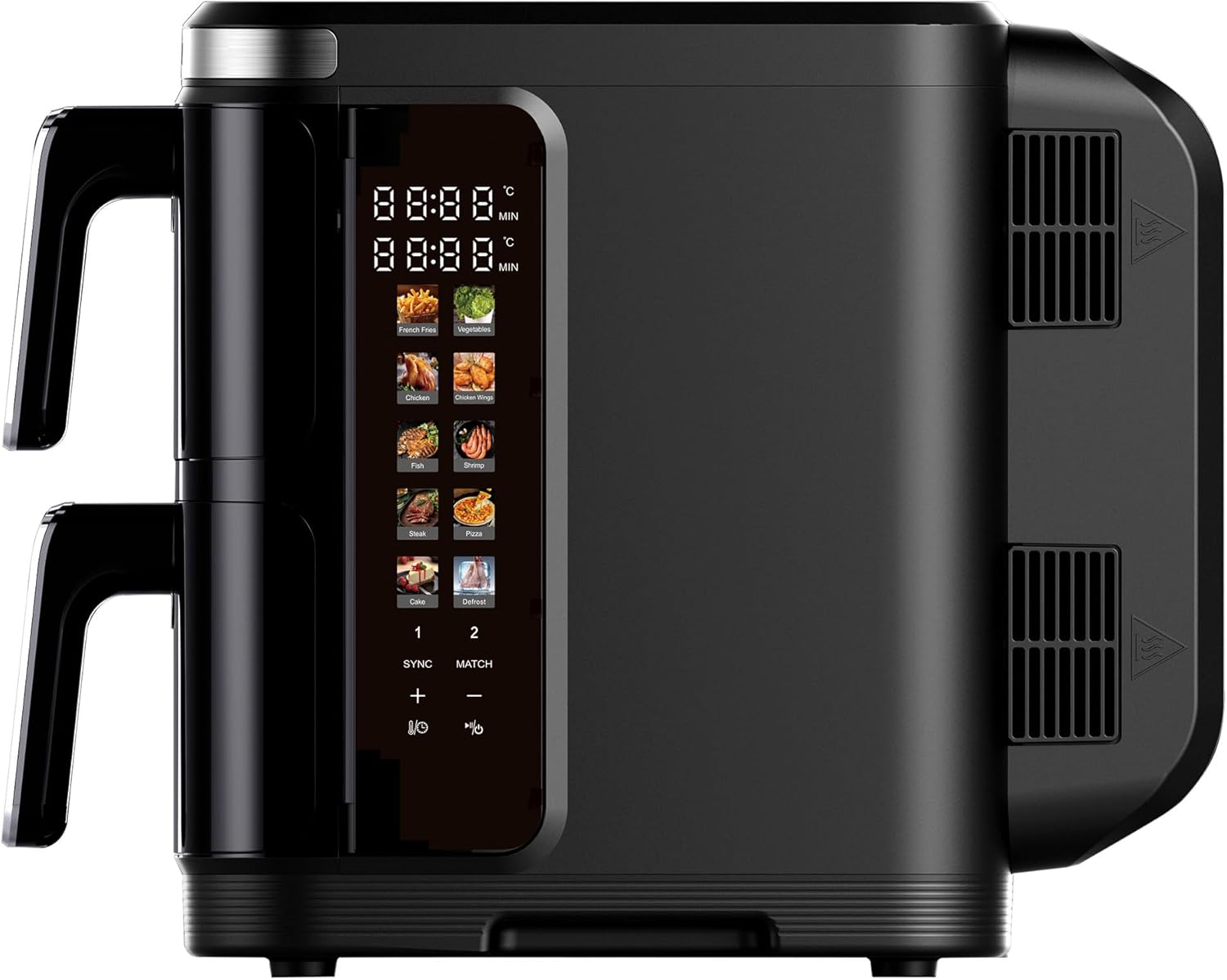 Side view of JOCCA air fryer control panel
