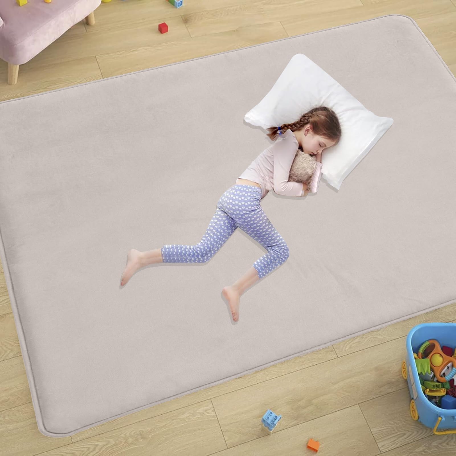 Alfombra para Gatear para bebé, Alfombra de Juego, 200 x 300 cm Crema Alfombra para Niños Antideslizante, Alfombra de Juego para Gatear Adecuada para salón, habitación Infantil y Dormitorio