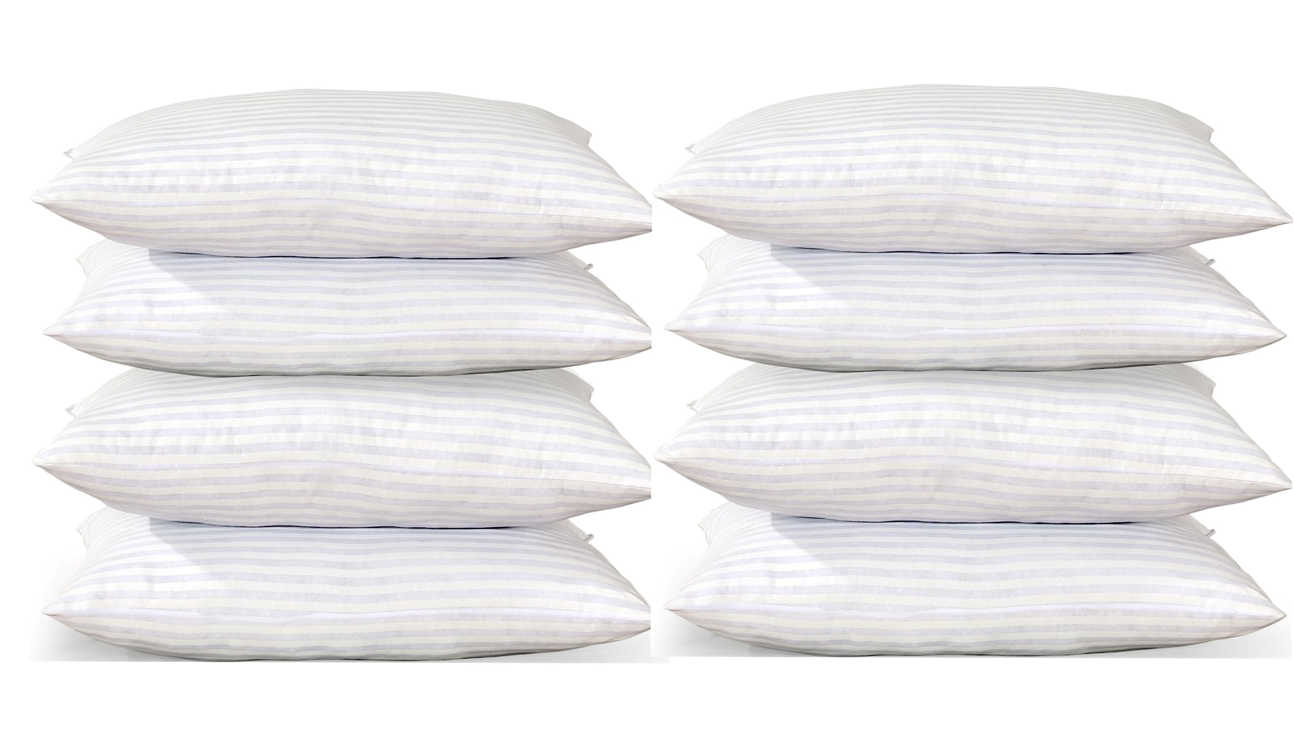 Arlinens White Pillows 8 Pack Hotel Quality Side Sleeper Bounce Back Bed Pillow Hollow Fibre Stuffed Anti-Allergy Pillows Standard Size 74X48cm