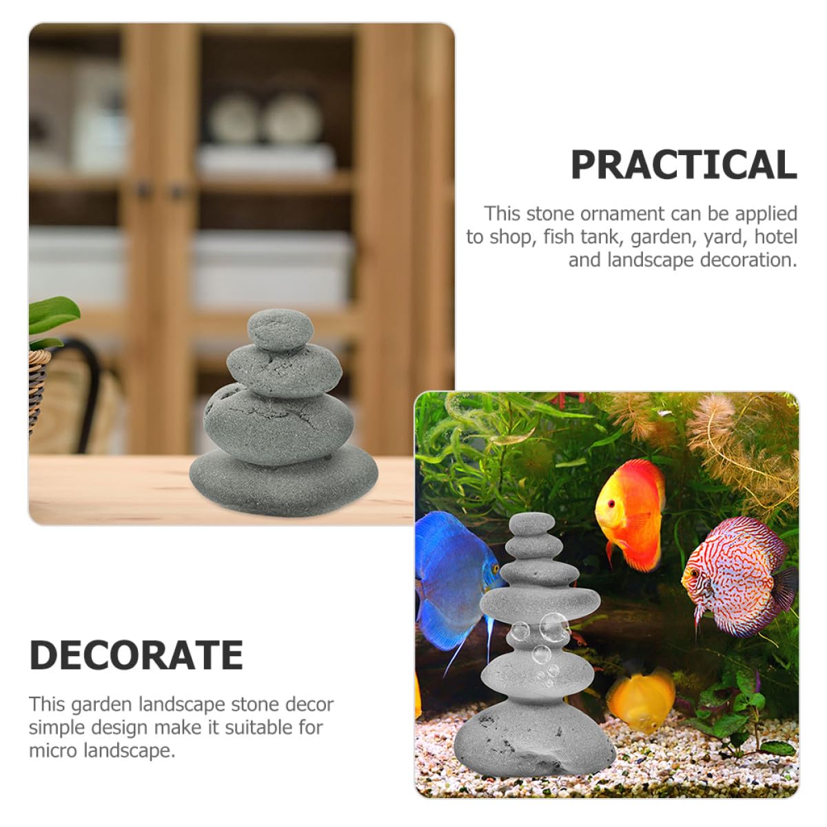 SHERCHPRY Zen Steine Kreative Steinskulpturen aus Stein mit Lebensechtem Design 3 Stück Praktische Gartendekoration für und Aquarium für Entspannendes Yoga Zubehör
