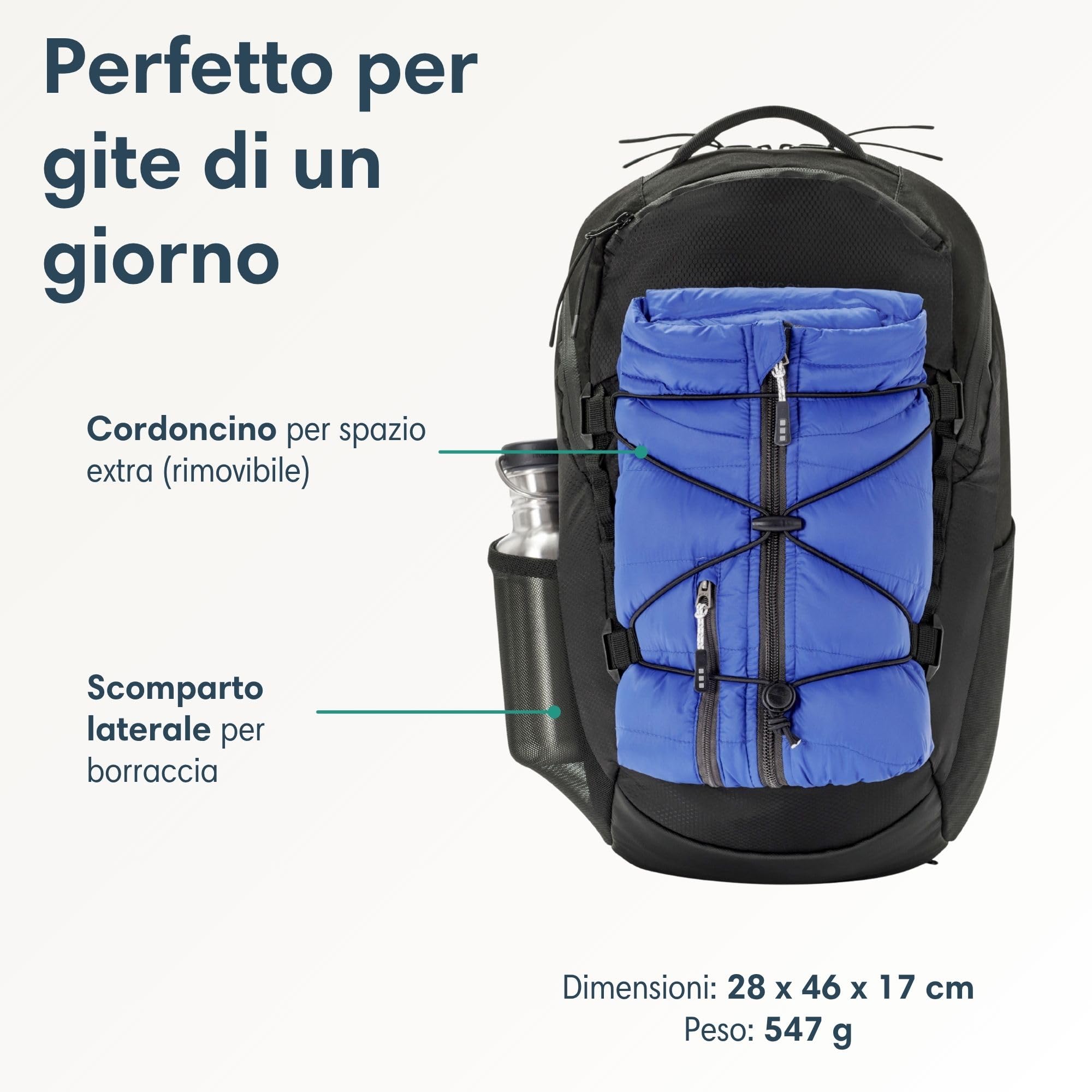 LARKSON Zaino da Escursionismo da Donna e Uomo - Klint Small - Zaino da Trekking Piccolo 20 L - Escursionismo, Trekking, Campeggio, Arrampicata - Zaino da Giorno con Imbottitura in Rete
