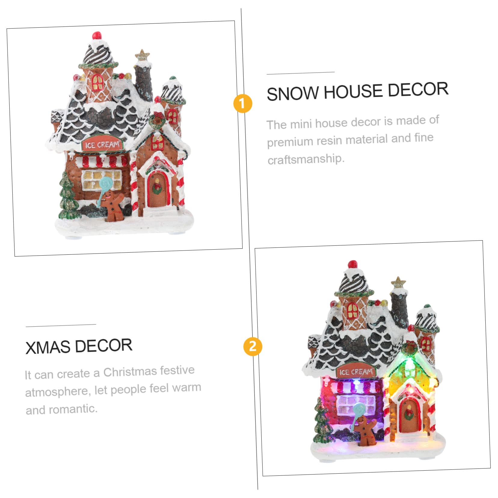 Amosfun Adorno Navideño de Resina Luz LED para Embellecimiento de Casa de Invierno, Acabado Fino y Color Festivo Adecuado para Fiestas de Navidad y Oficina