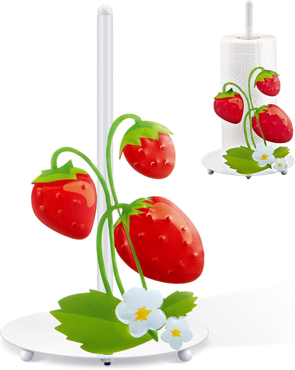Weysat Strawberry Paper Towel Roll Holder Countertop, Housewarming Gifts for Women, Freestanding Paper Towel Holder, Farmhouse Kitchen Accessories Home Decor, 3D Handmade Pattern, Weighted Base