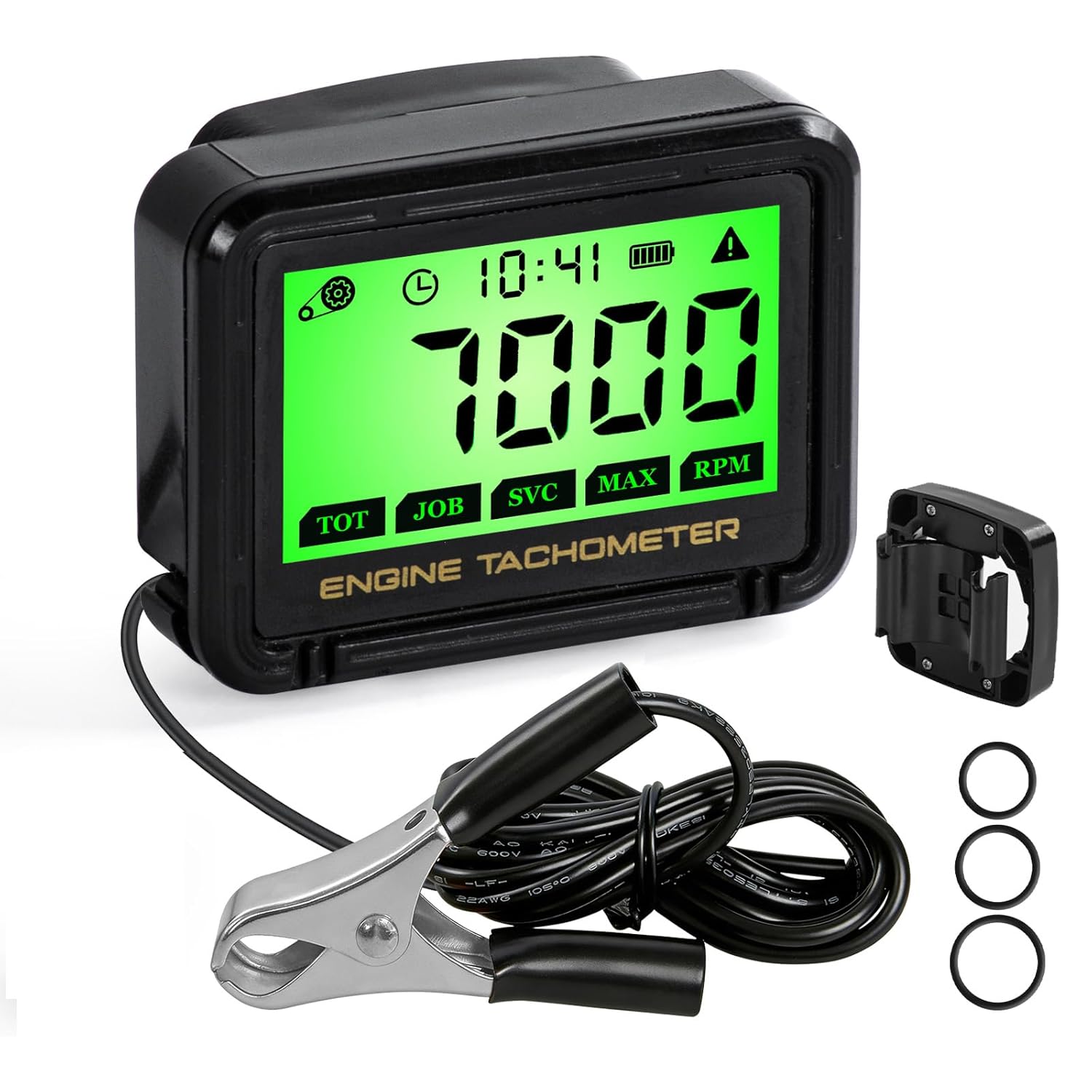 Digital Chainsaw Tachometer Tool Small Engine Tachometer Hour Meter Waterproof Motorcycle Pulse Tacho Meter Replaceable Battery Tiny Tach RPM Meter Gauge for Lawn Mower Dirt Bike Boat Marine UTV