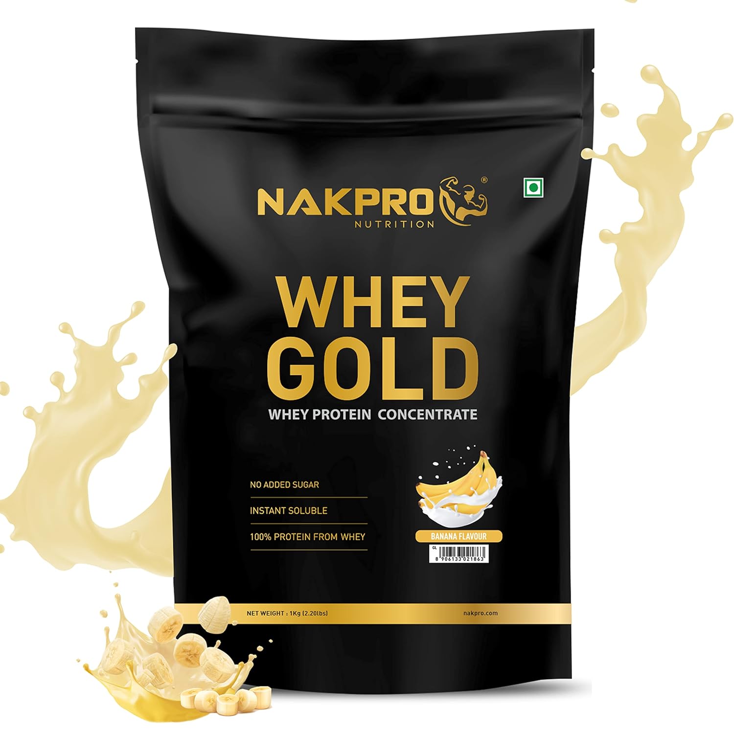 NAKPRO Gold Whey Protein Concentrate 25.46g Protein, 5.57g BCAA