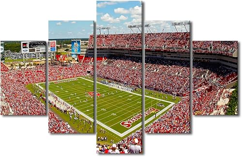 Vista 134 de Cuadros de estadios deportivos de fútbol americano de Minnesota, cuadros de vikingos, 5 paneles, lienzo para pared, arte de pared del estadio