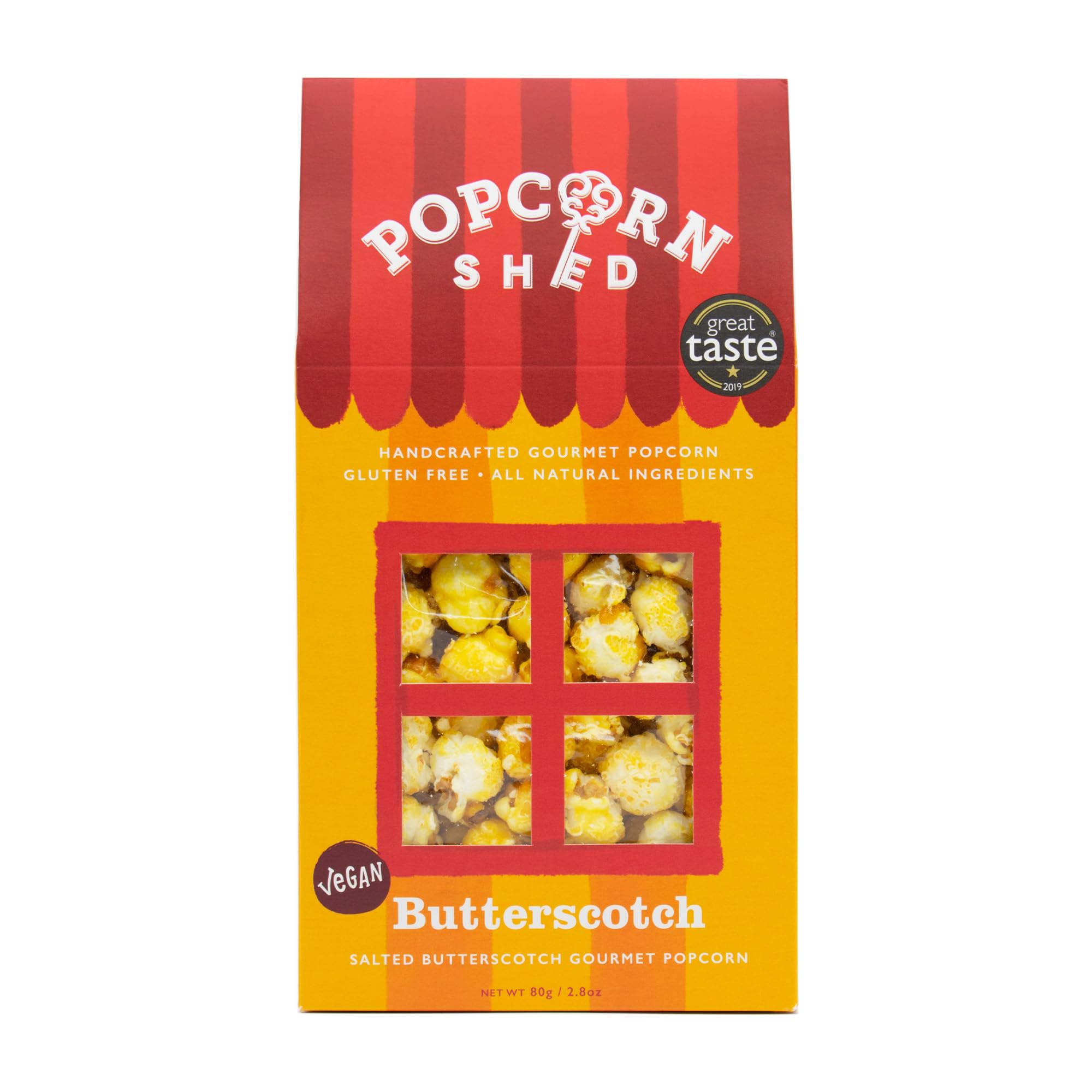 Popcorn Shed Butterscotch Gourmet Popcorn (1 x 80g) - Vegan Salted Butterscotch Gourmet Popcorn, Easy & Low Calorie Snack, Perfect for Parties, Movie Nights & Gifting