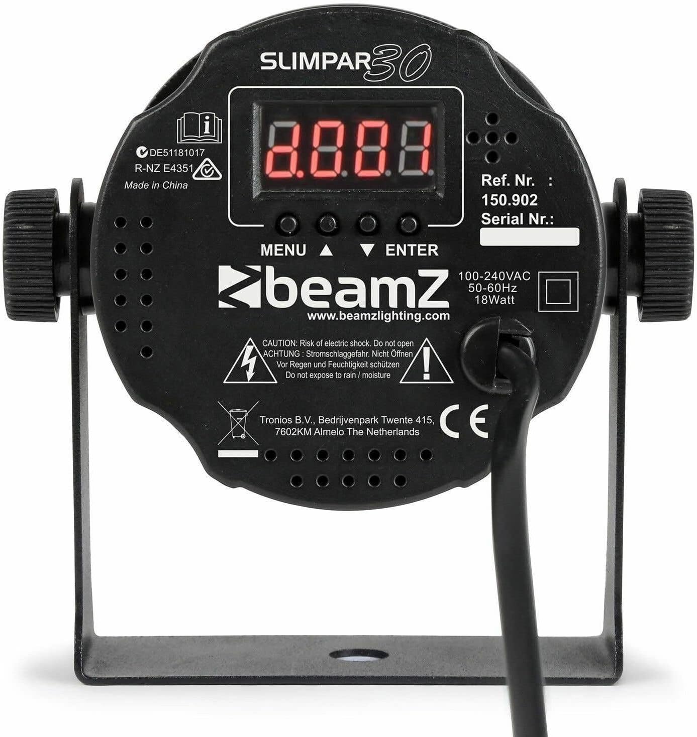 BeamZ SLIMPAR 30 Control Panel and Connections