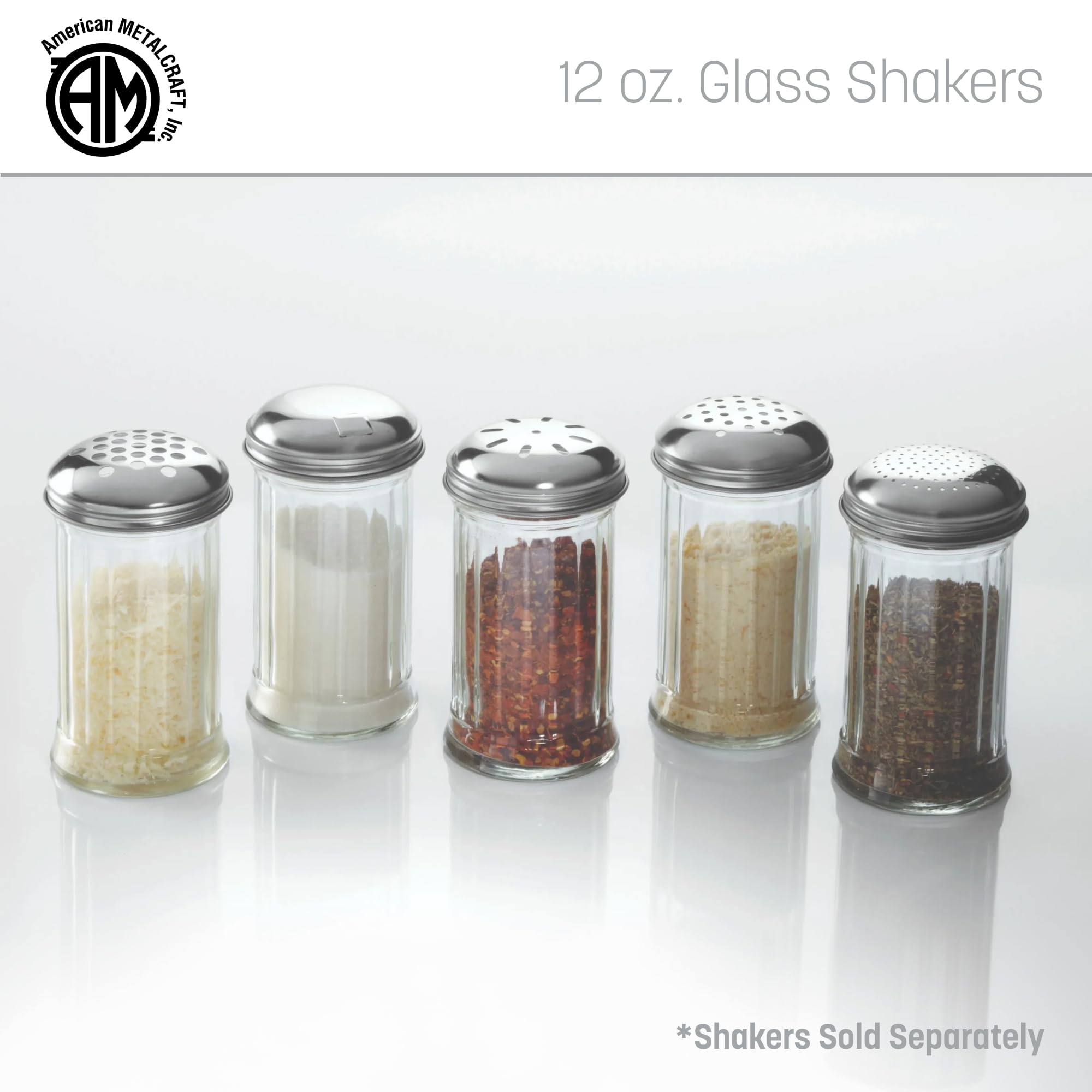 American Metalcraft (GLA319) - Shaker per formaggio in vetro, con coperchio con fori extra grandi