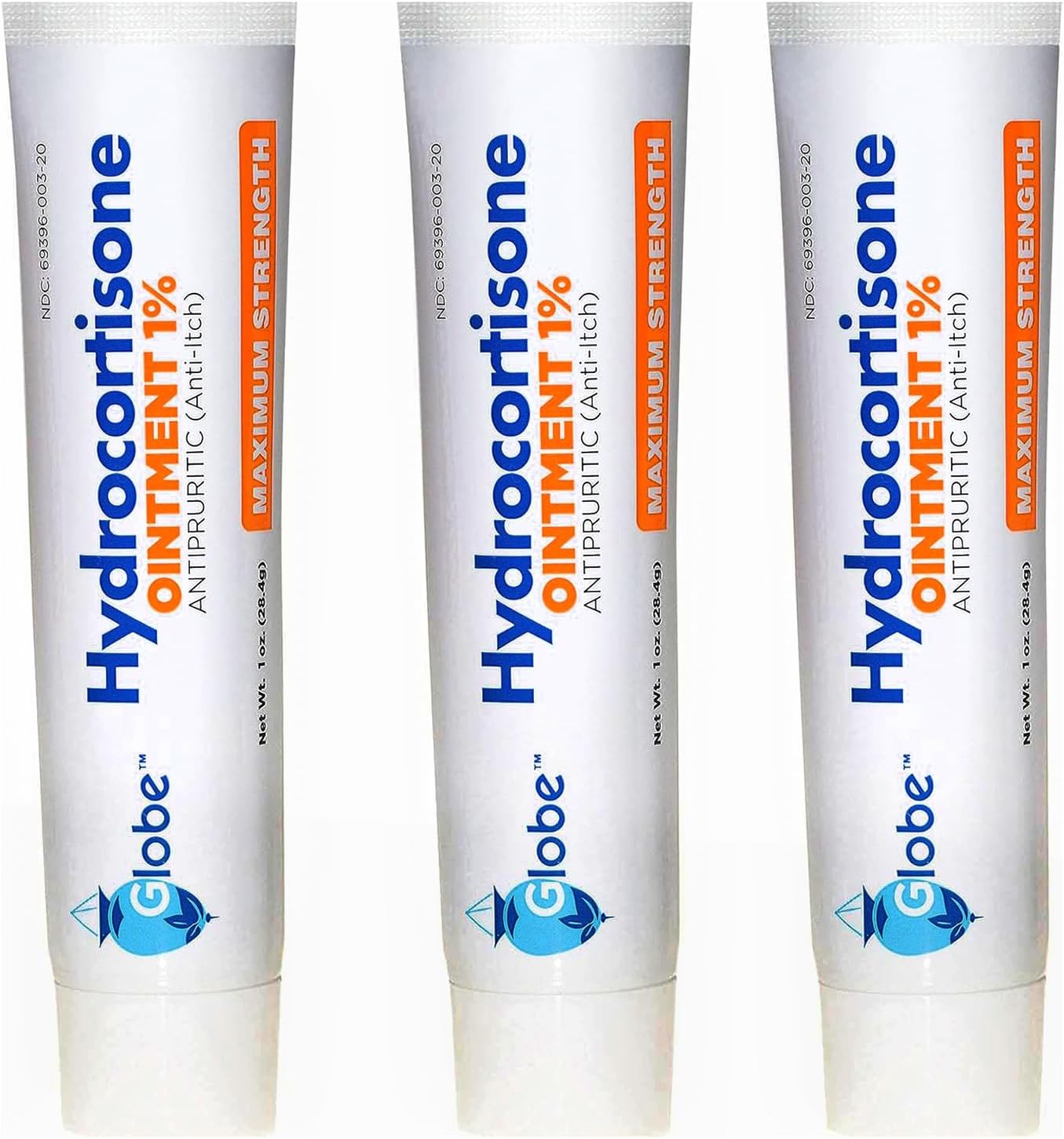 Globe Hydrocortisone Maximum Strength Ointment 1%, USP 1 Oz (Compare to The Active Ingredients in Cortizone-10) (3-Pack)