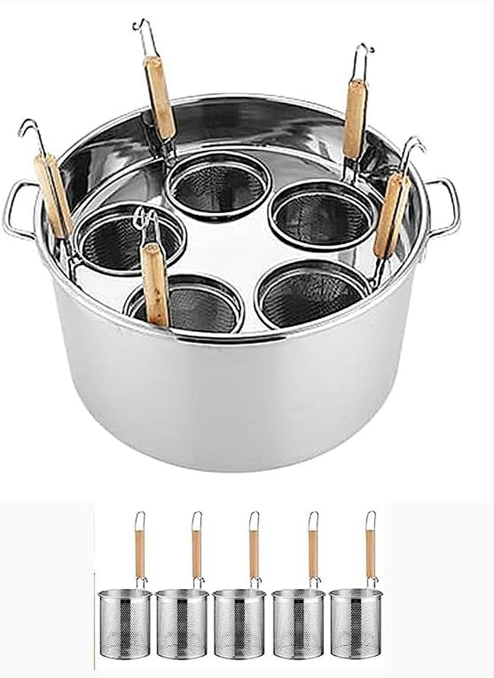 Nudelkocher-Set aus Edelstahl mit Siebkorb – Müheloses Kochen, Dämpfen und Abtropfen Lassen – Perfekt für Pasta, Gemüse und mehr, 3 Löcher