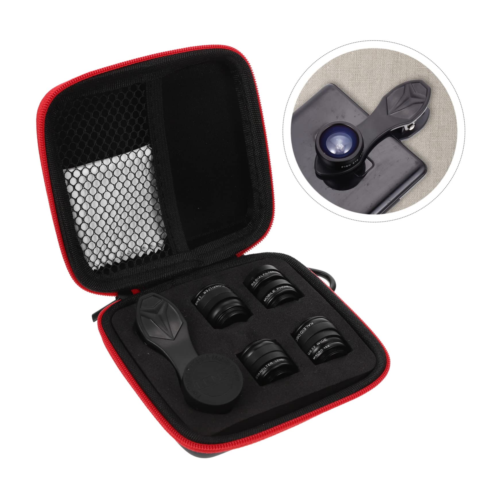 Kit Lente per Fotocamera Telefono 10 in 1 Nero, Clip Multifunzionale | Lega di Alluminio e Vetro, Macro e Grandangolo, per Riprese Ravvicinate