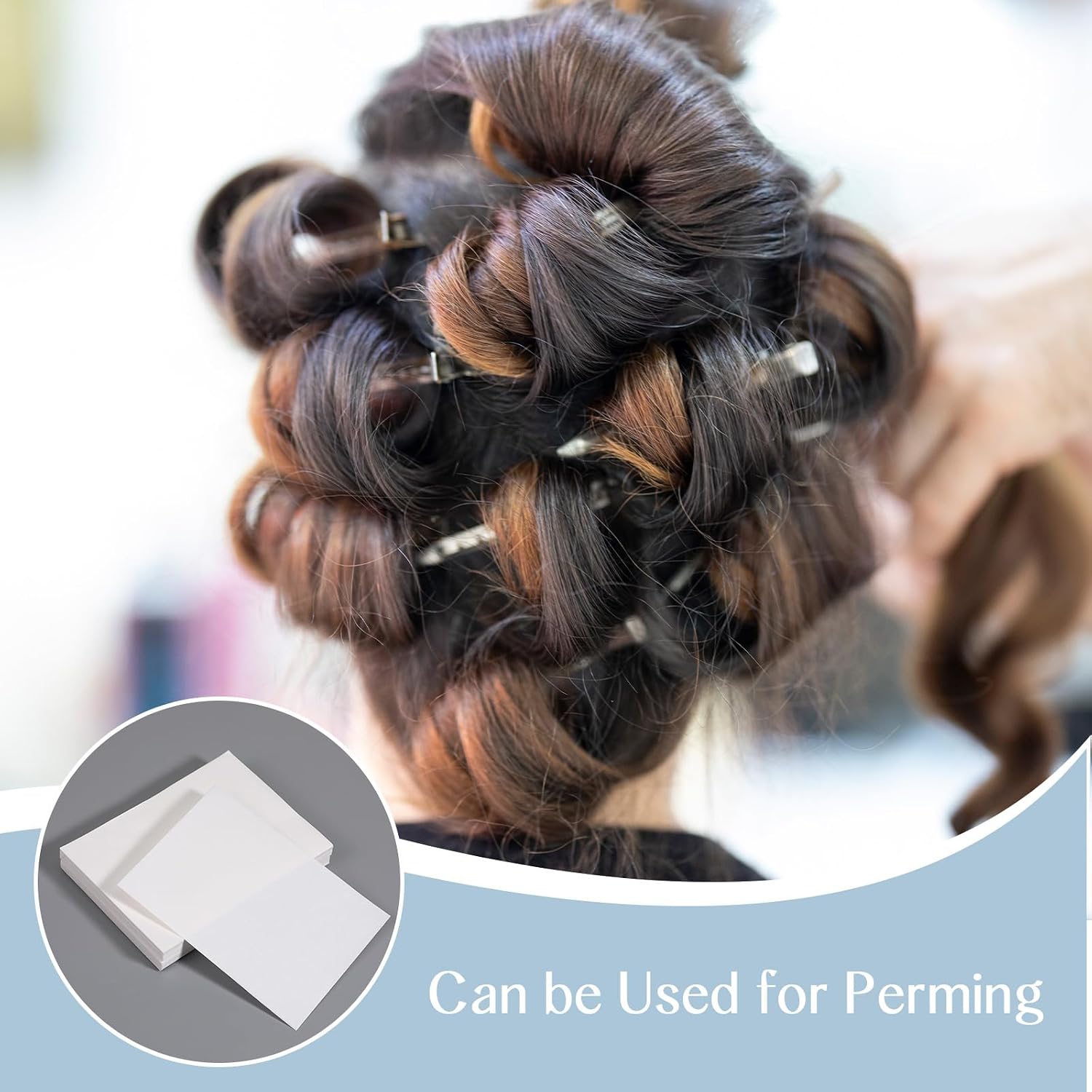 400 Pcs Perm Papers for Hair, Heat-resistant End Tissue Thickened Hairstyling Curling Tool for Hair Perm, Disposable Hairs Curling Paper for Salon Barber Shop Home - White