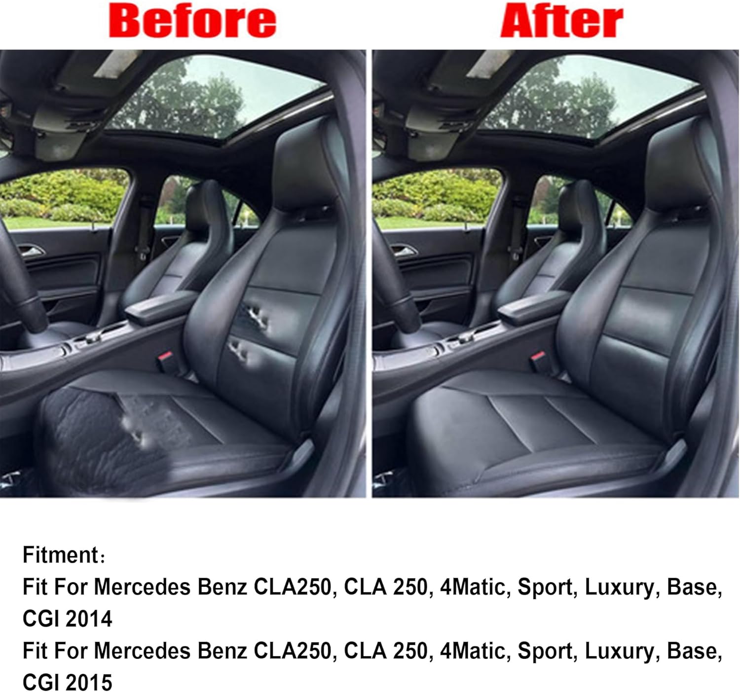 GXARTS Front Driver Side Bottom Lower Replacement Black Leather Seat Cover Compatible with Mercedes Benz CLA250 CLA 250 2014 2015