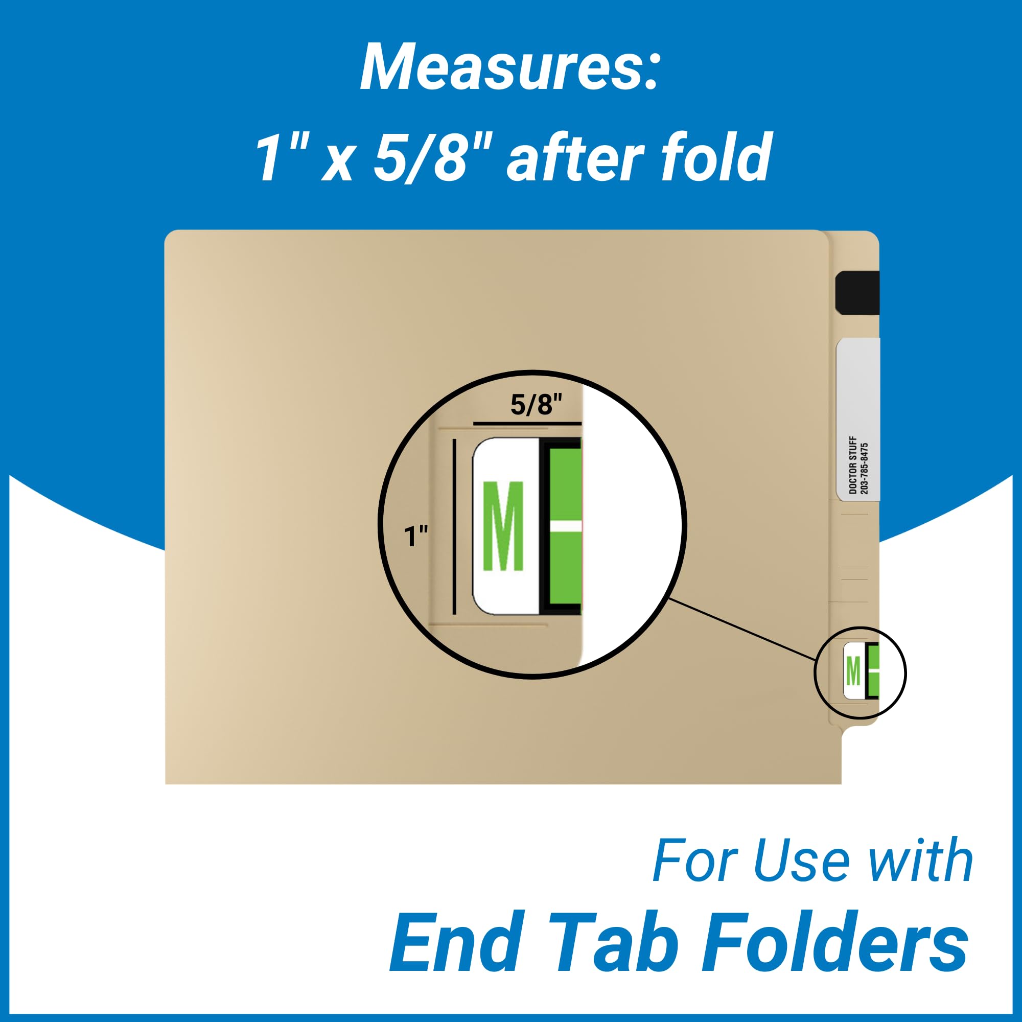Doctor Stuff Alphabet File Folder Labels - Letter N, Dark Green, 1/2" X 1", 500 Per Roll, TAB TBAV Compatible - View #8