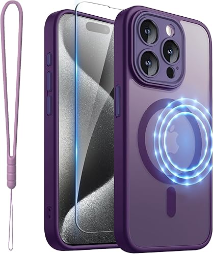 Miniatura 44 de ROYBENS Funda transparente mate para iPhone 14 Pro-Max compatible con Magsafe, protección completa de lente de cámara, protector de pantalla, correa