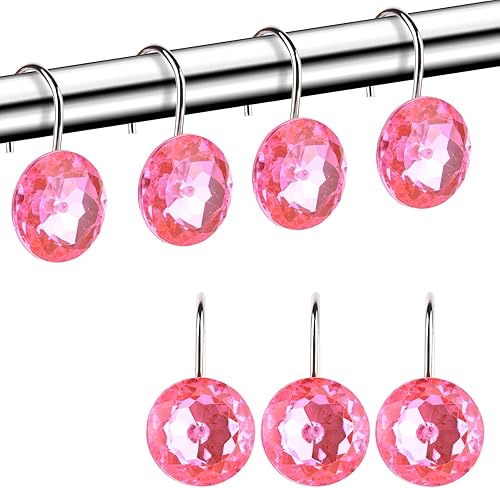 Anillos de cortina de ducha, ganchos de metal duraderos para cortina de ducha, accesorios decorativos de acrílico con diamantes de imitación para