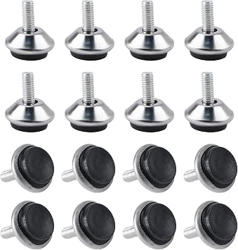 MOROBOR M6 Screw in Adjustable Furniture Levelers, 16pcs Stainless Steel Screw Foot Levelers Furniture Leveler Swivel Feet Screw On Furniture Glide Leveling for Table Chair Legs
