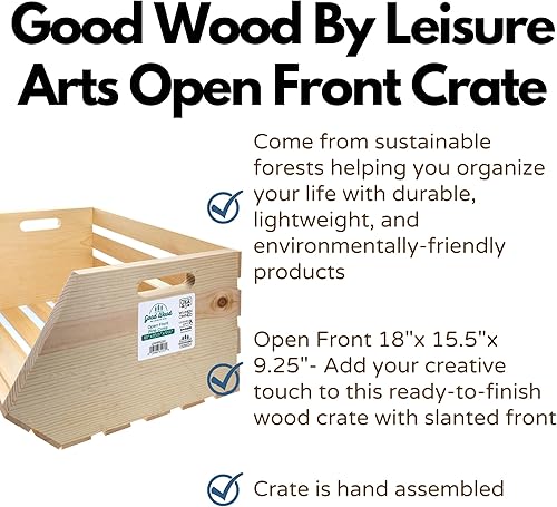 Miniatura 2 de LEISURE ARTS Buena madera de madera abierta frente cajón, caja de madera sin terminar, cajas de madera para exhibición, cajas de madera para