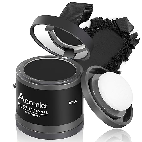 Miniatura 53 de Acomler Polvo para cubrir raíces para adelgazamiento, cabello gris, marrón oscuro para sombra de línea de cabello, cejas, línea de barba, puntos