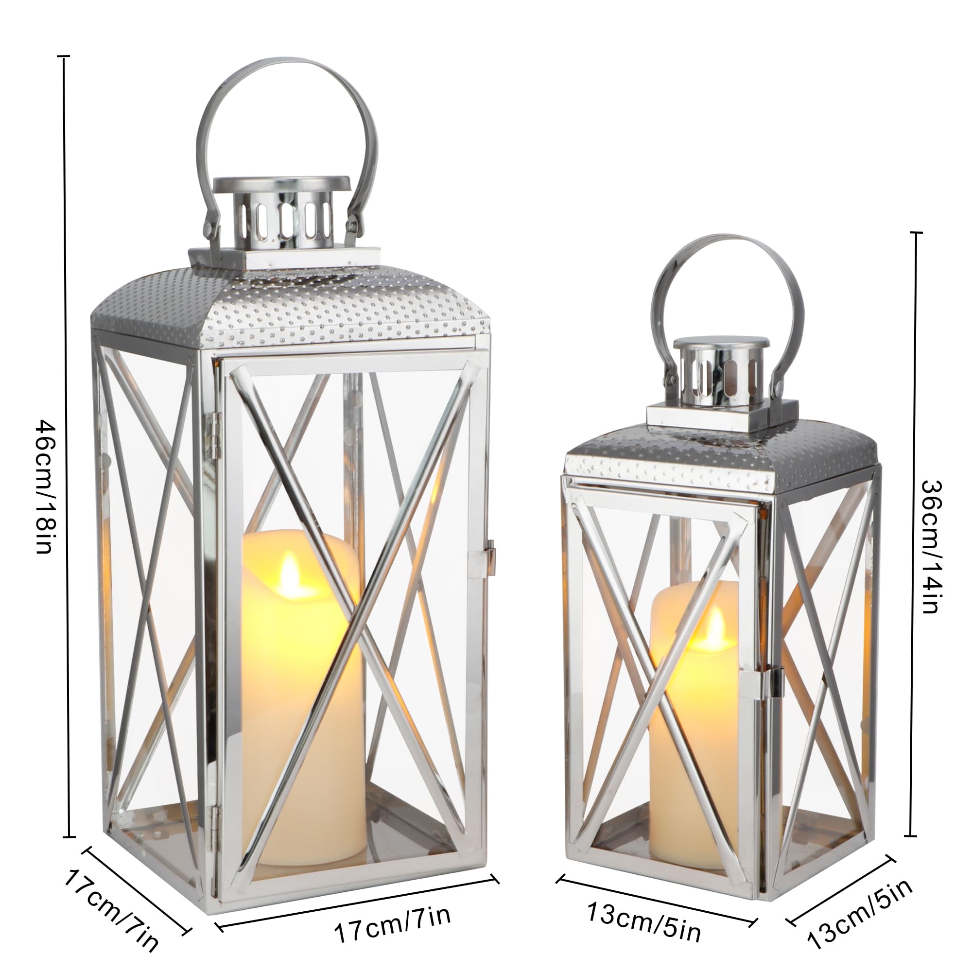 TRIROCKS Set di 2 lanterne decorative in acciaio inox