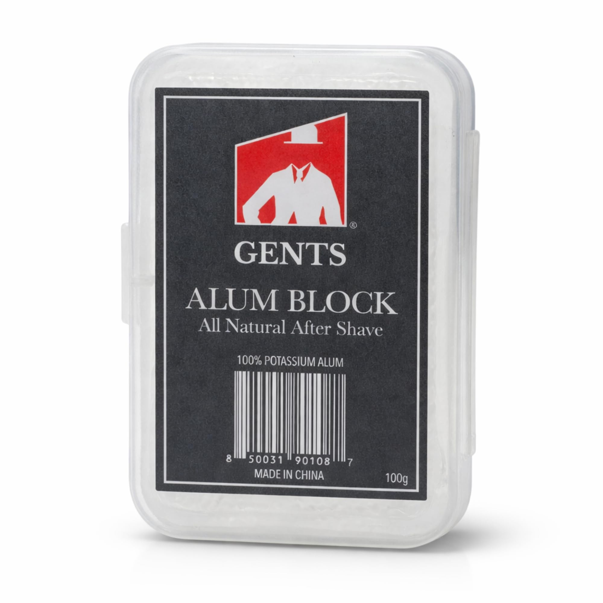 G.B.S 3.5 Ounce Alum Block in Plastic Case | Fragrance-Free Natural Deodorant & Aftershave for Razor Burn Relief | Stops Bleeding, Fights Bumpy Skin, & Prevents Sweat – Travel-Friendly & Long-Lasting