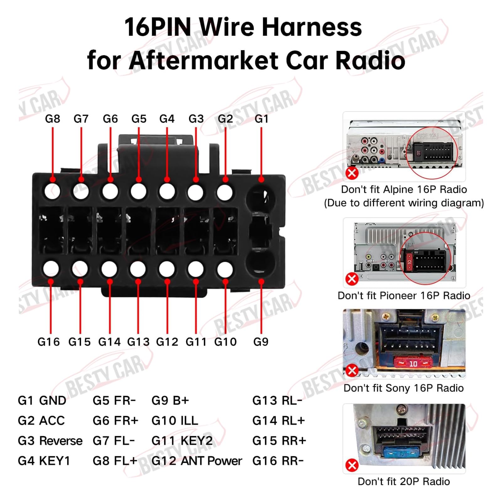 Android Radio Adapter Subaru ZVPQU Autoradio Adapterkabel 16pin Für Subaru - Forester, XV Crosstrek, Legacy, Outback 16pin Radio Kabelbaum