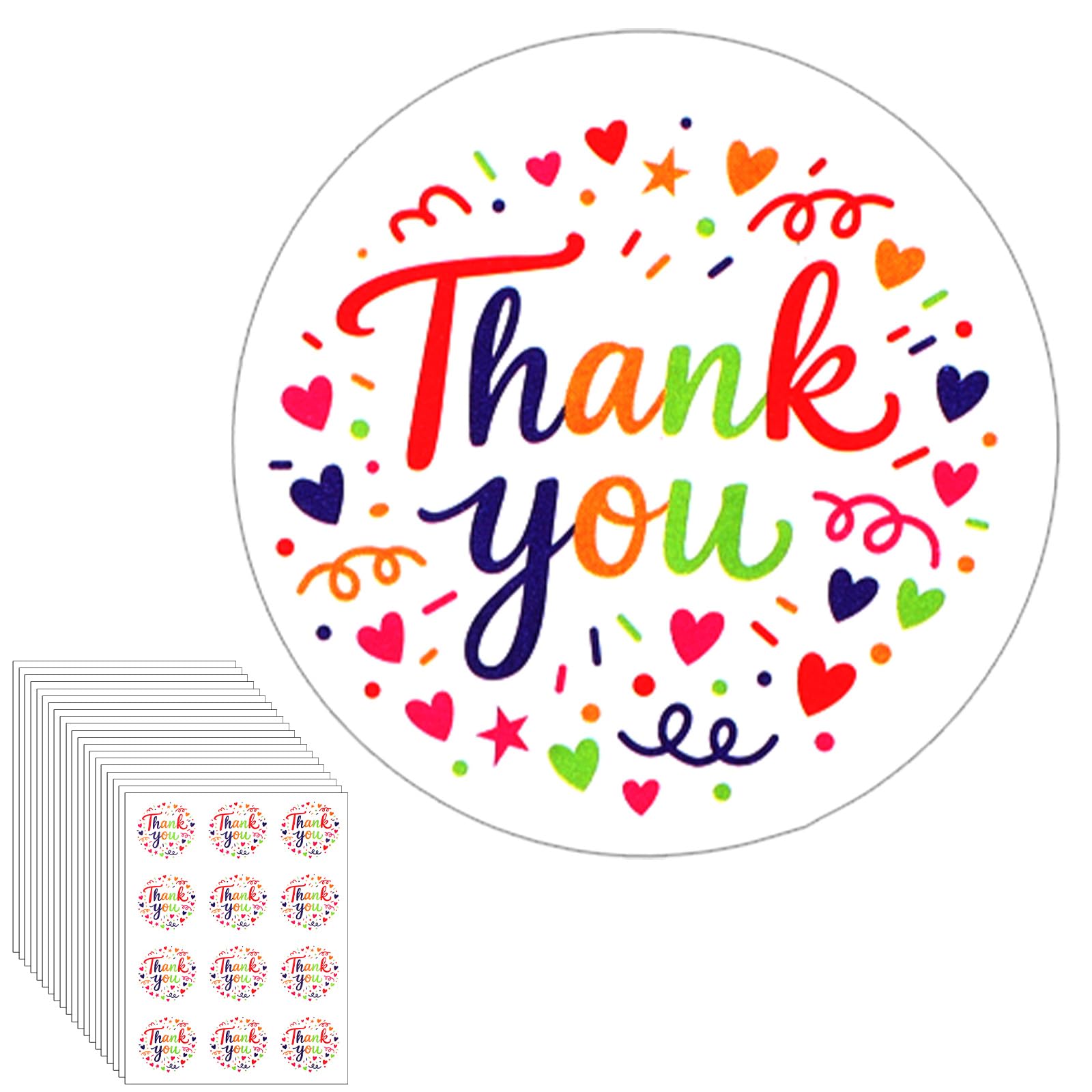Matwsec 240 PCS Thank You Sticker Colorful Thank You Stickers for Packaging
