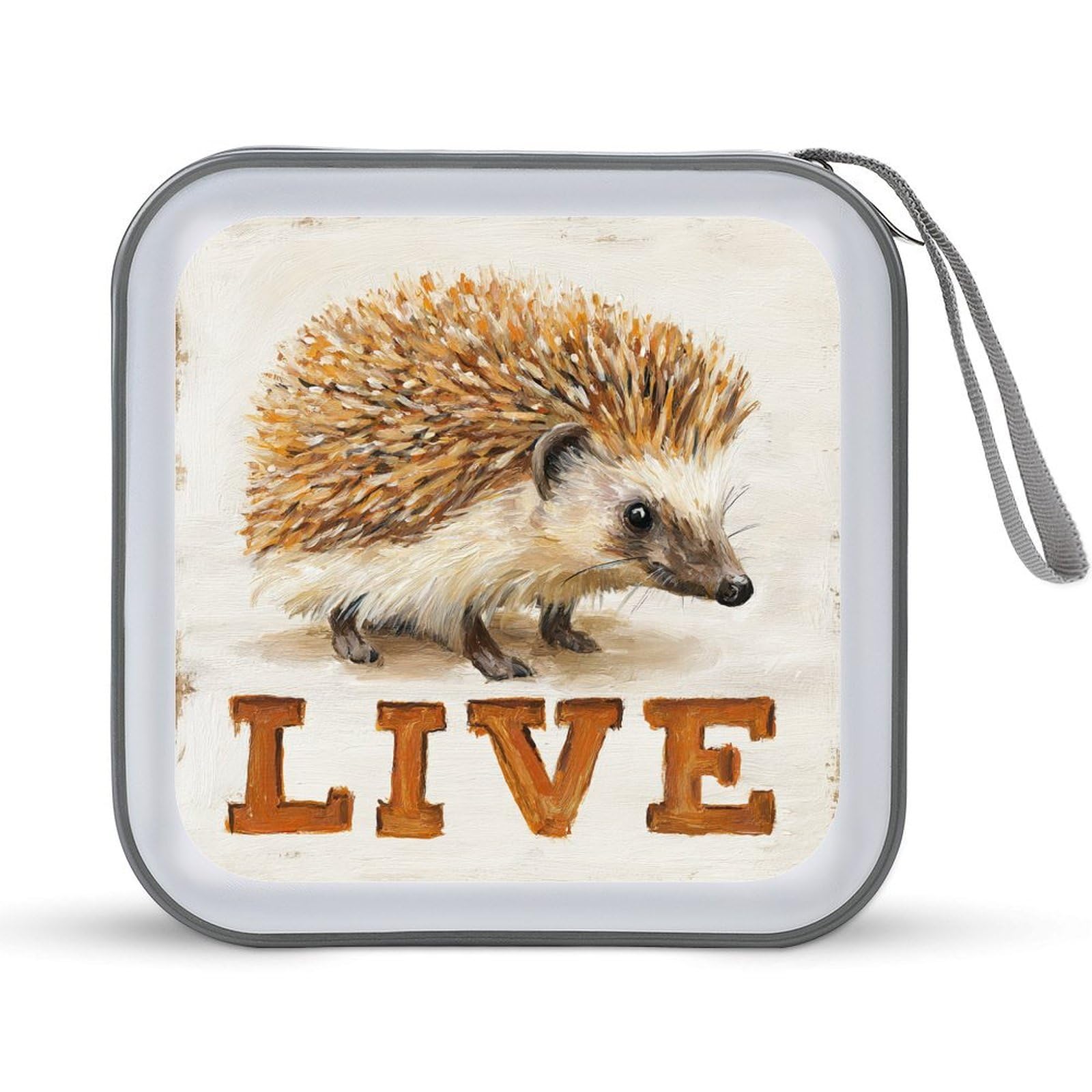 DuduYH Hedgehog in Brown Beige LIVE CD Case DVD Storage Case Portable for Car Home Travel