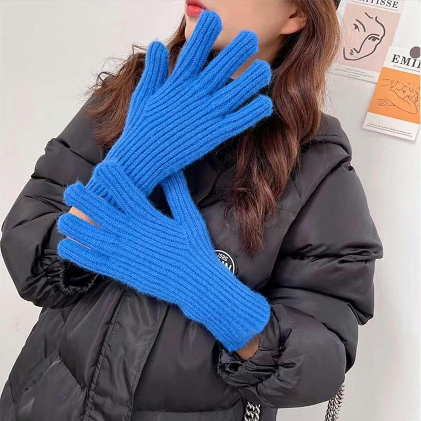 Guanti Moto Guanti Touch Screen in Lana A Maglia Autunno Autunno E Inverno per La Protezione Fredda delle Donne Calde Guanti-Rosso