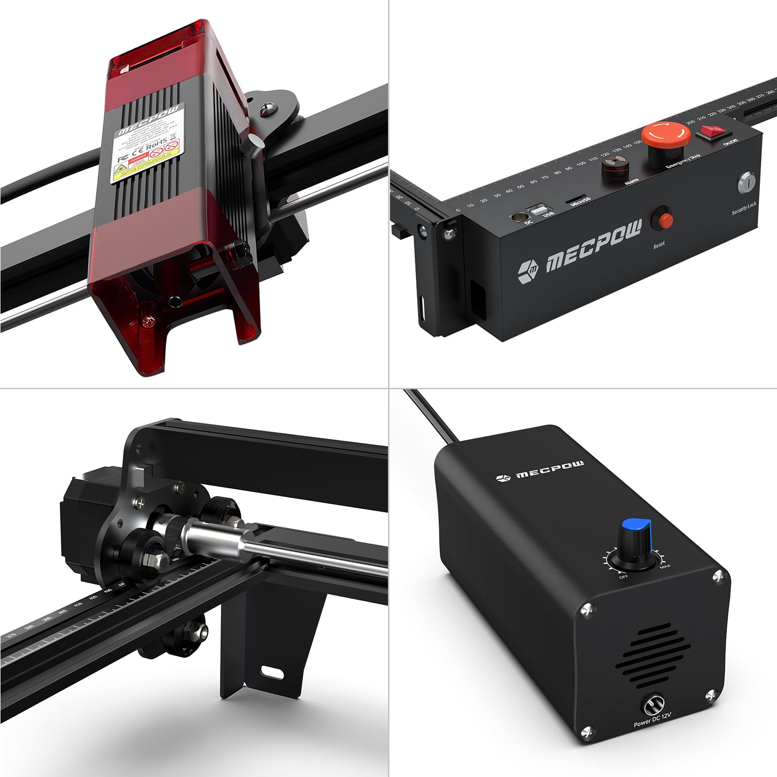 X3 Pro Graveur Laser avec Air Assist, 10W Machine à Graver Laser, CNC Cutter Laser Haute avec Arrêt d'Urgence, Détection de Flamme et de Gyro, AdaptéE Au Bois, MéTal, Verre Acrylique