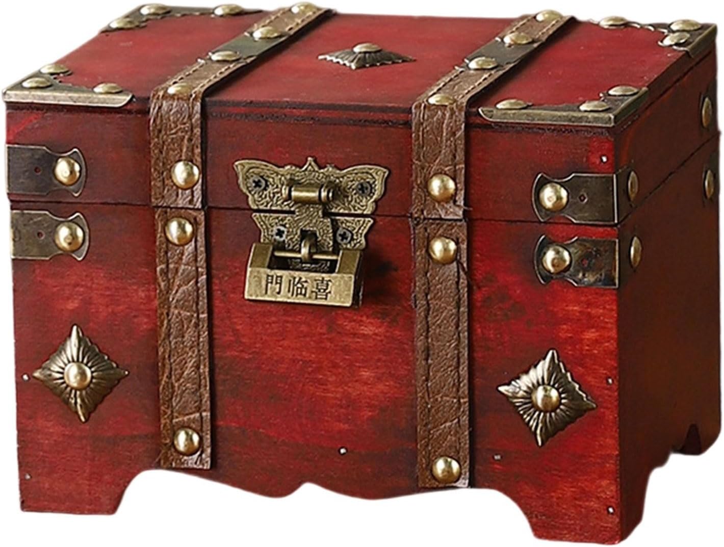 Vintage Themed Security Storage Chest Metal Hardware Large Capacity Organizers for Jewelry Antiques Accessories Antique Security Storage Box