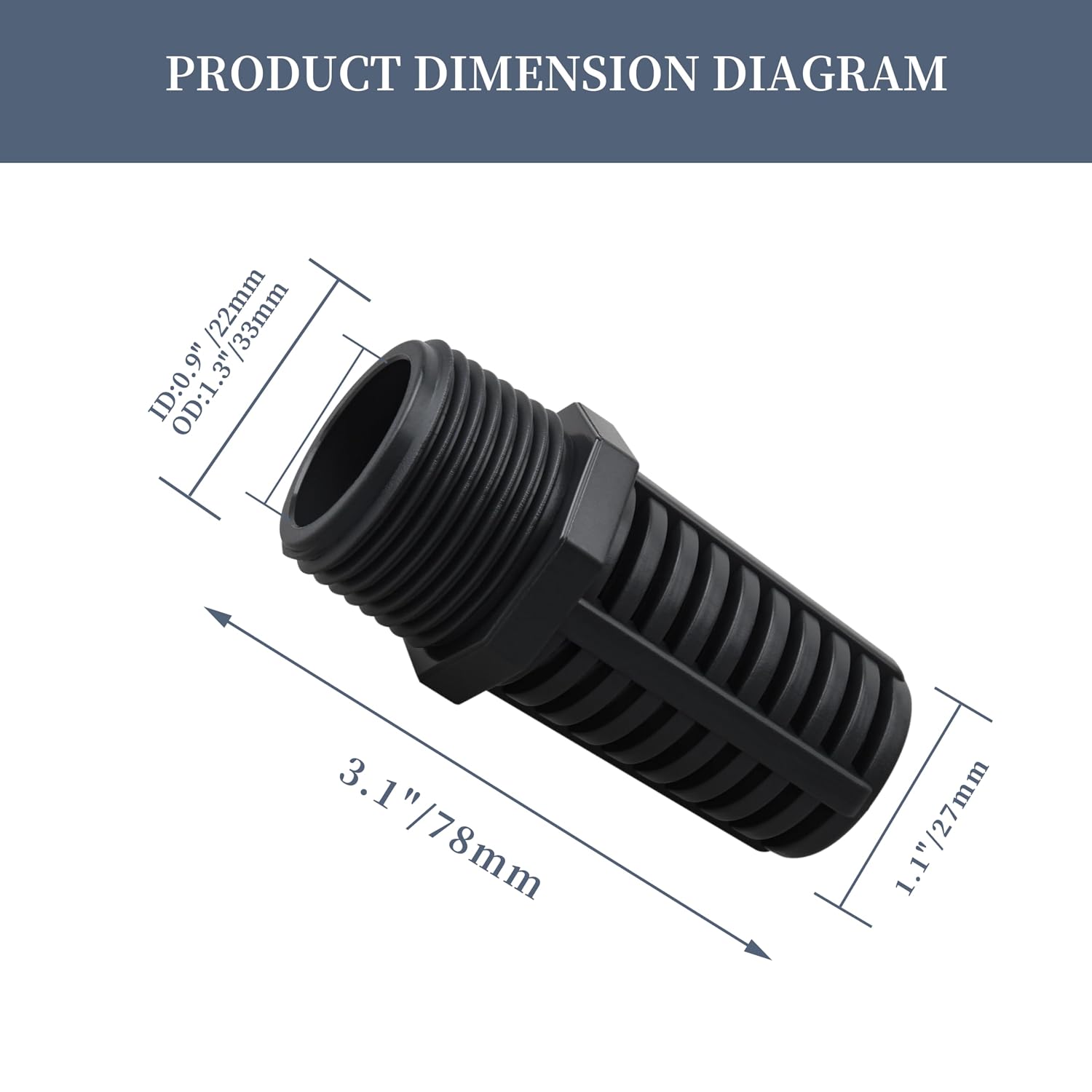 1 Inch Threaded Suction/Overflow Strainer, Screen Strainer 1 Inch Dark Grey 2 Pcs