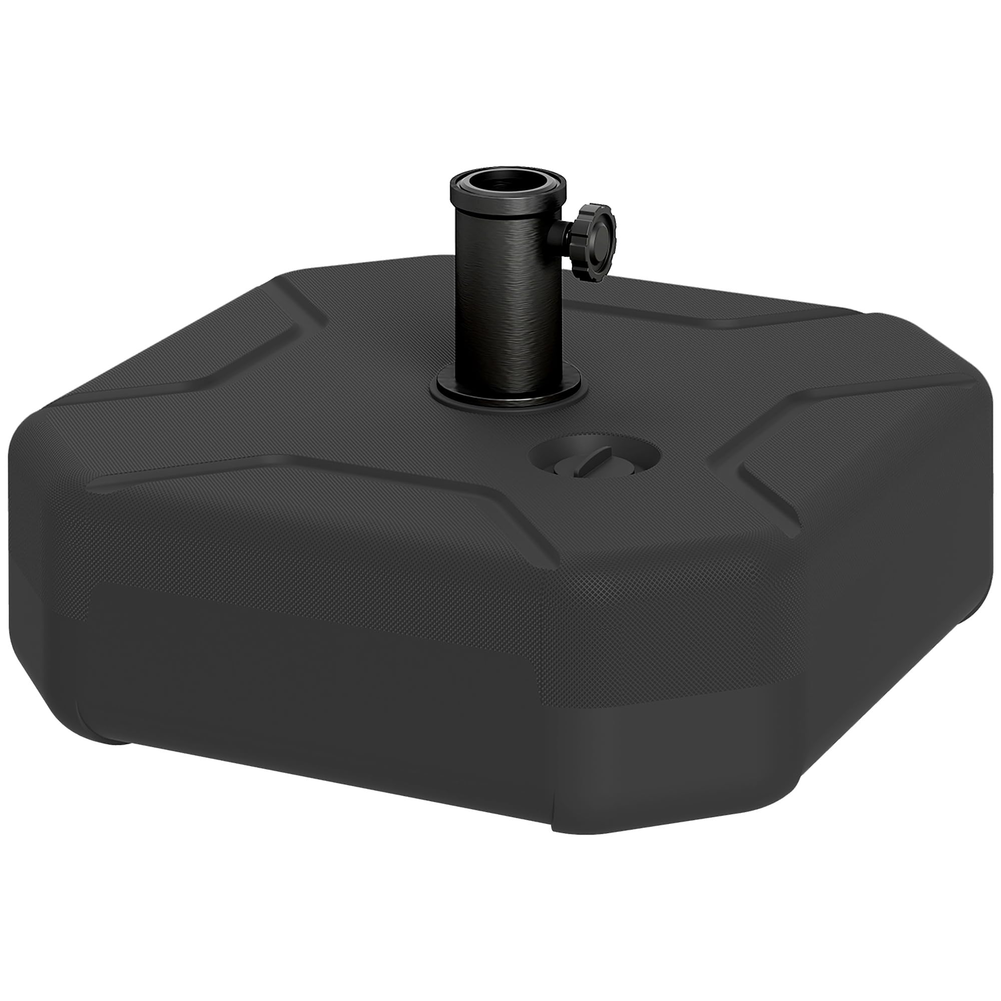 Outsunny Base per Ombrellone Quadrata, Supporto Pesante per Ombrelloni da Esterno, Riempibile con Sabbia Fino a 25kg o con Acqua Fino a 20kg, per Giardino, Piscina, Nero