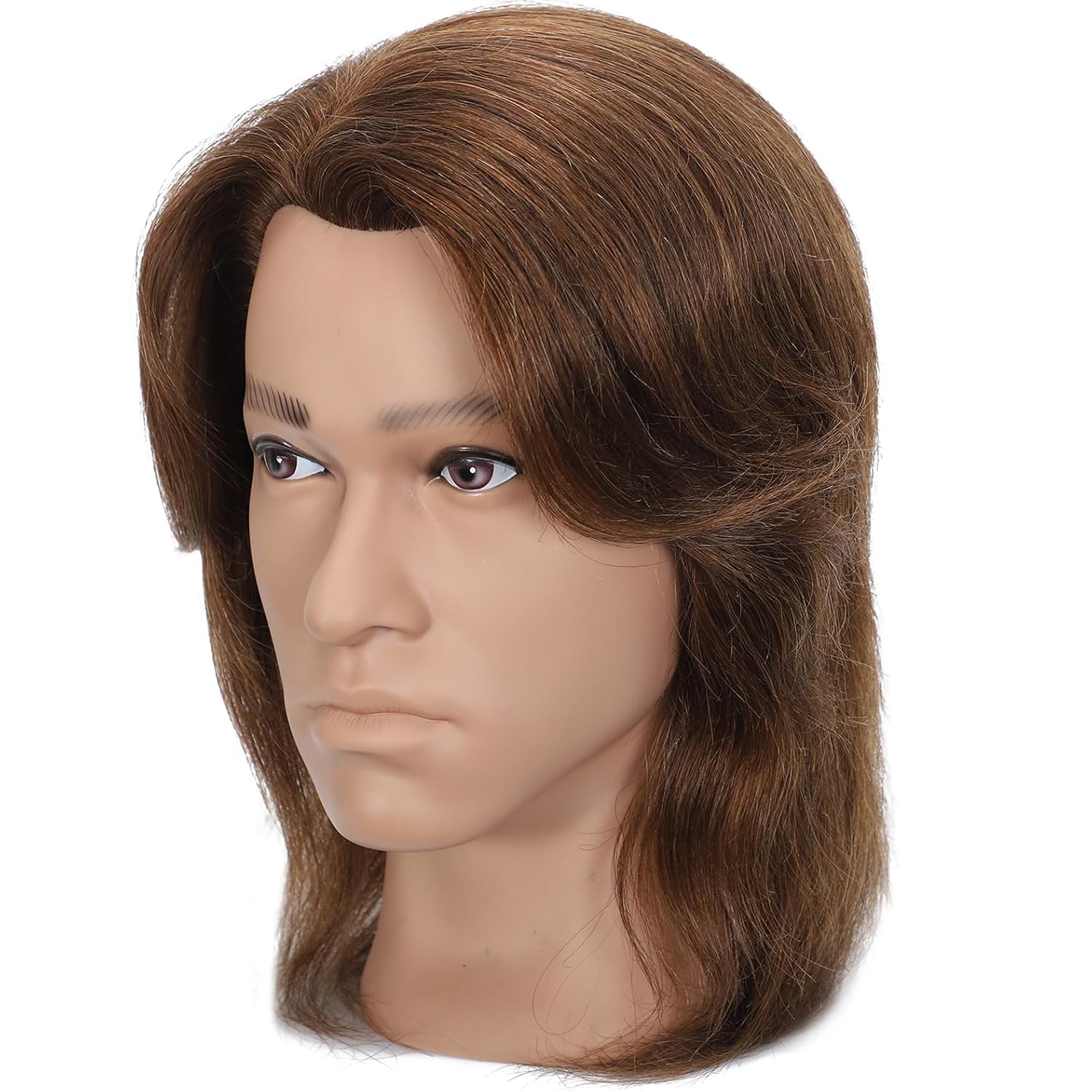 Kalyx 12" Male Mannequin Head, 100% Soft Human Hair Barber Training Head for Haircut, Men's Mannequin for Tappered Fade Cutting, Styling & Trimming, Cosmetology Manikin Head with Sturdy Clamp Stand