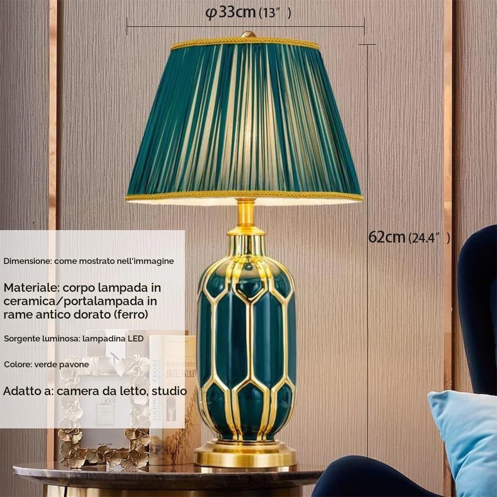 Lampada da tavolo in ceramica americana a LED Arte moderna di lusso Soggiorno Villa Hotel Studio Camera da letto Comodino Scrivania Luce (Stile 1)