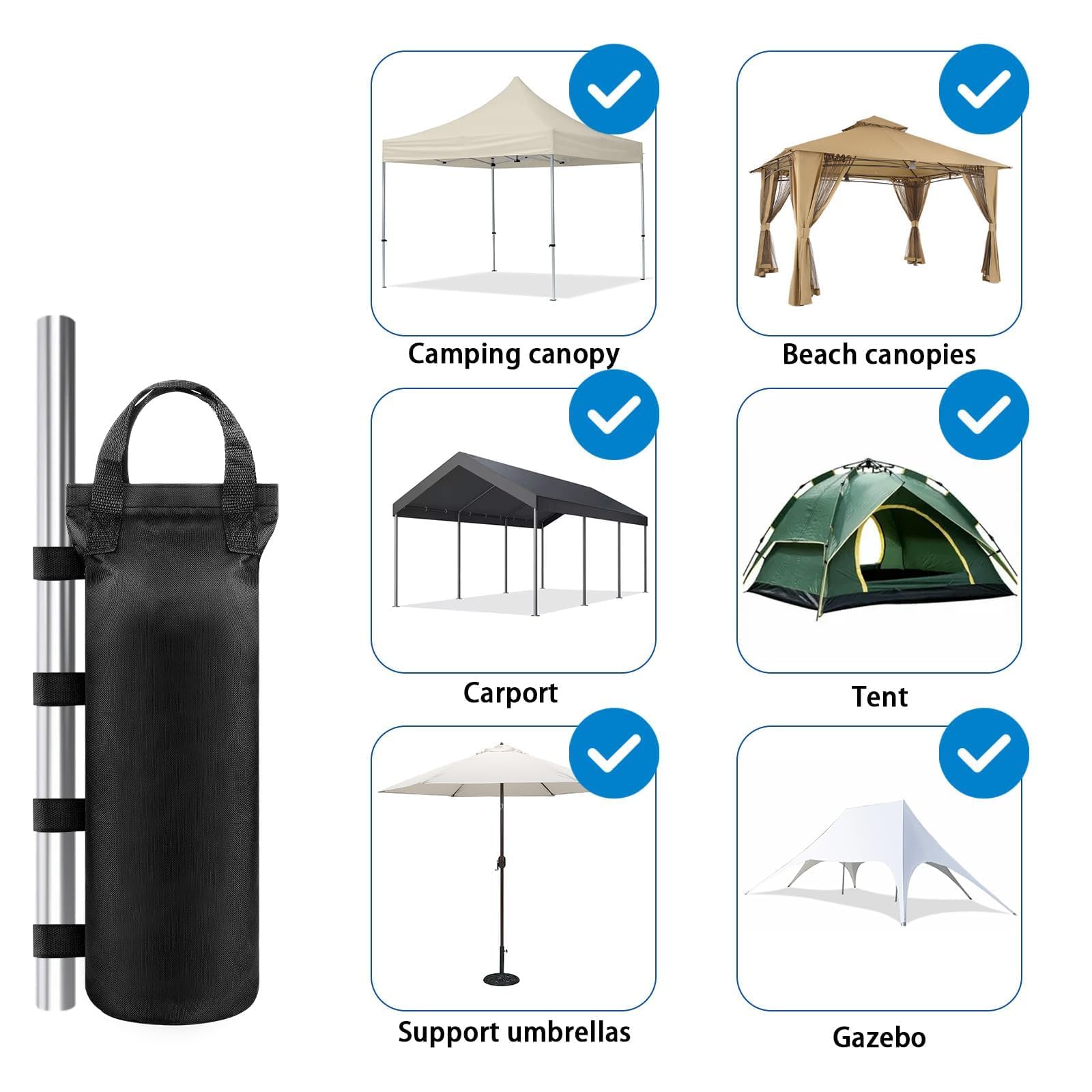 Pesi per Gazebo 8 Pezzi Zavorra per Ombrellone Tessuto Oxford Sacchi di Sabbia 50x20 cm Pesi per Gazebo da Esterno Riempibile Zavorra Gazebo per Padiglioni Tende e Tettoie
