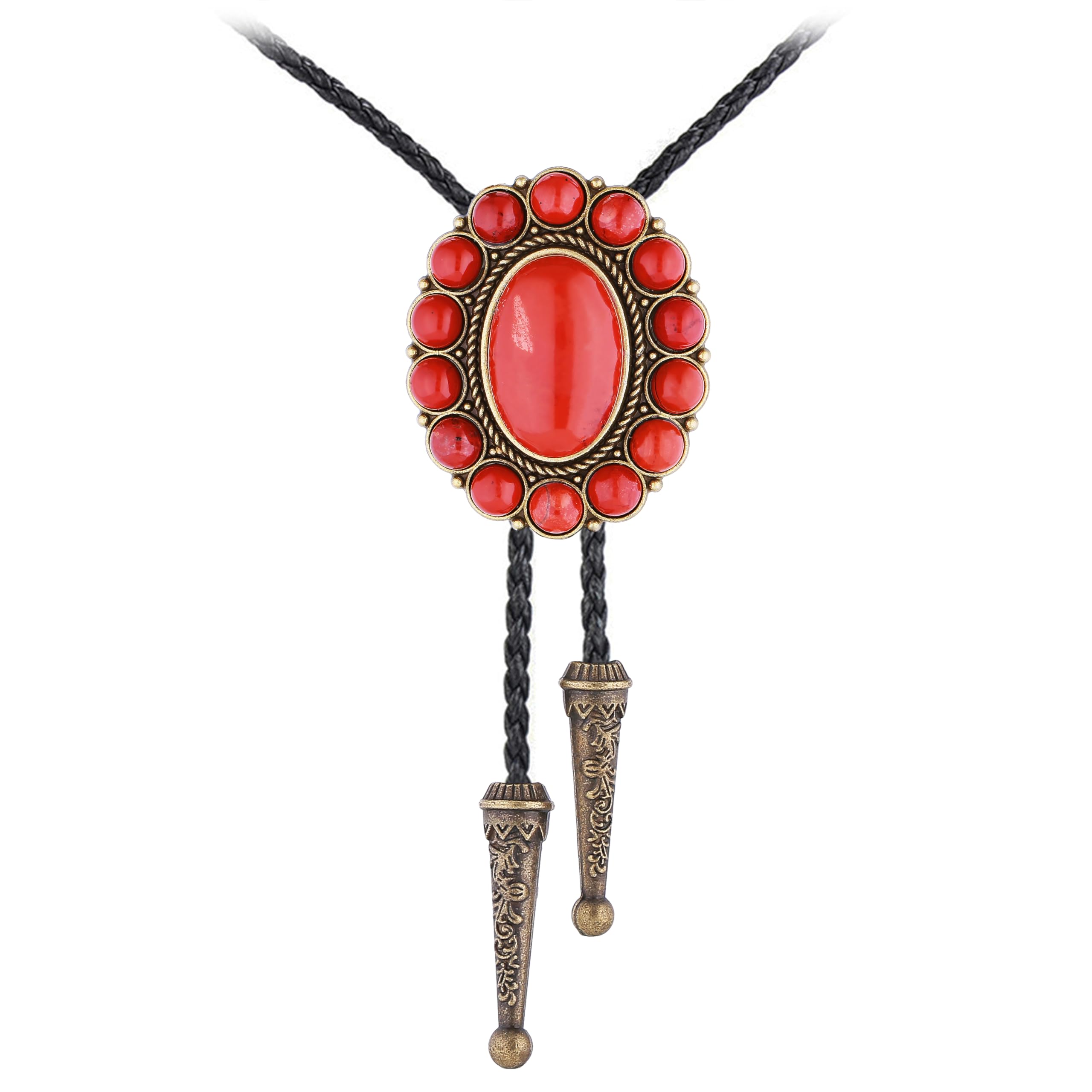 GelConnie Bolo Tie for Men Women Western Cowboy Turquoise Leather Necktie