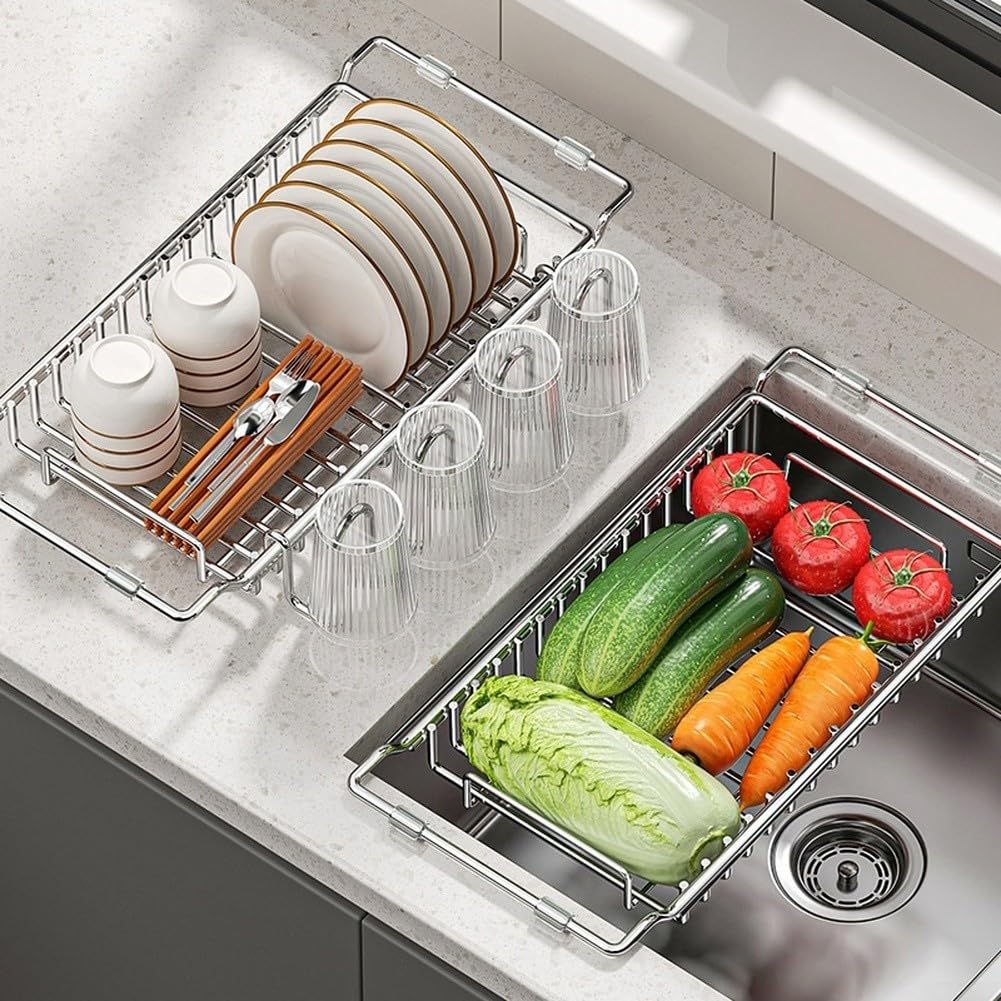 Escurreplatos extensible 42,5 – 55 cm acero inoxidable fregadero